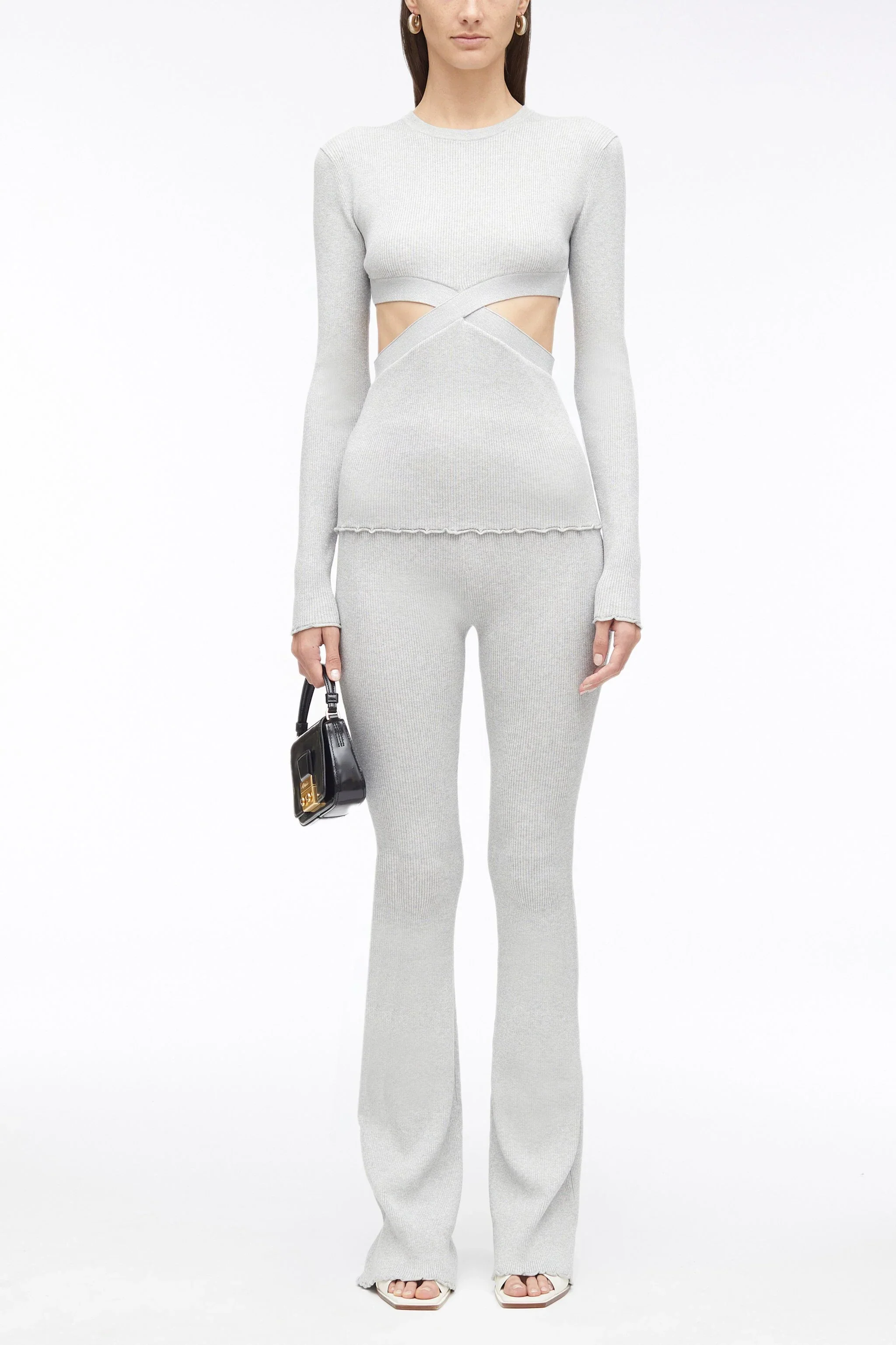Marled Lurex Crossover Cut Out Pullover - Image 2