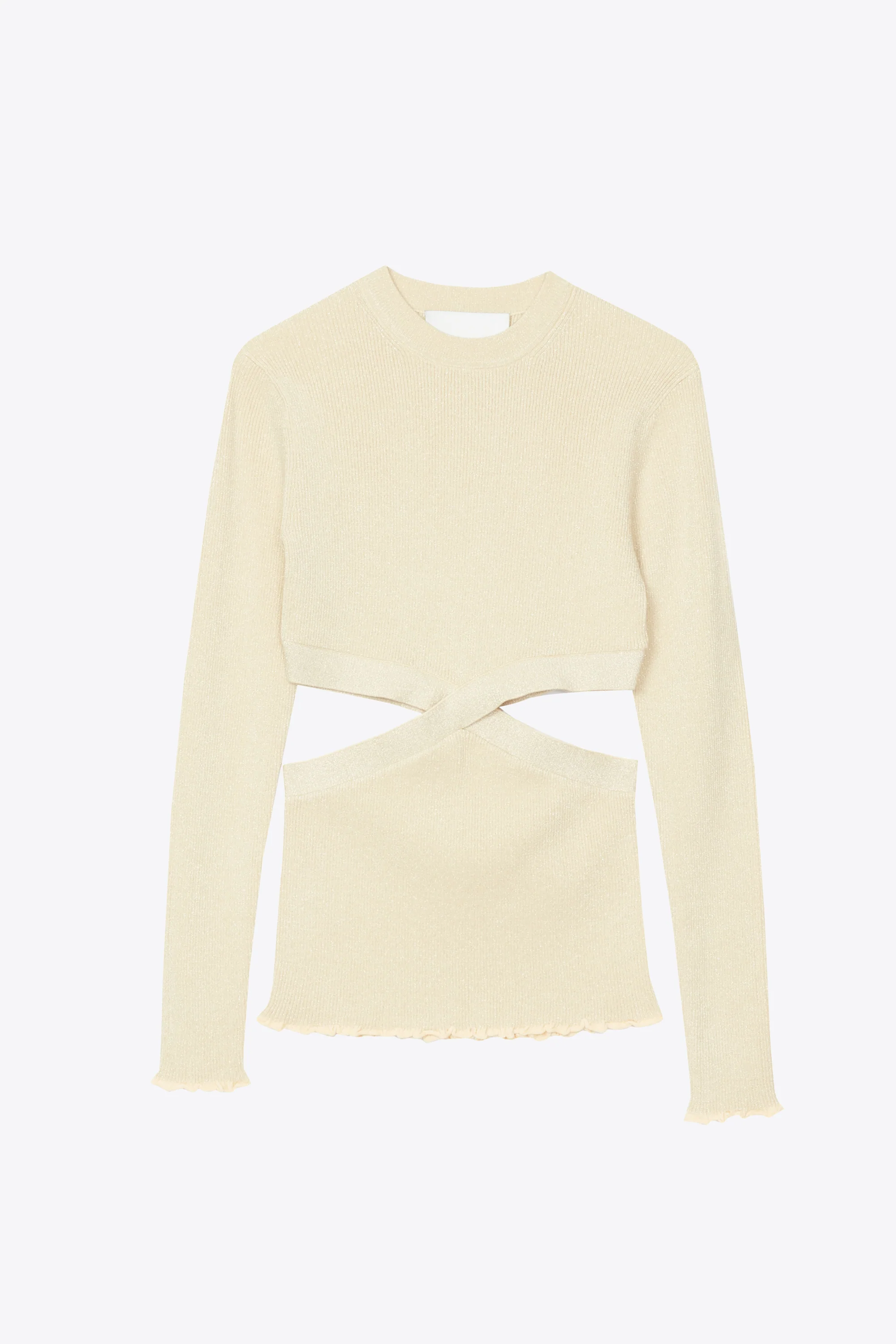Marled Lurex Crossover Cut Out Pullover - Image 6
