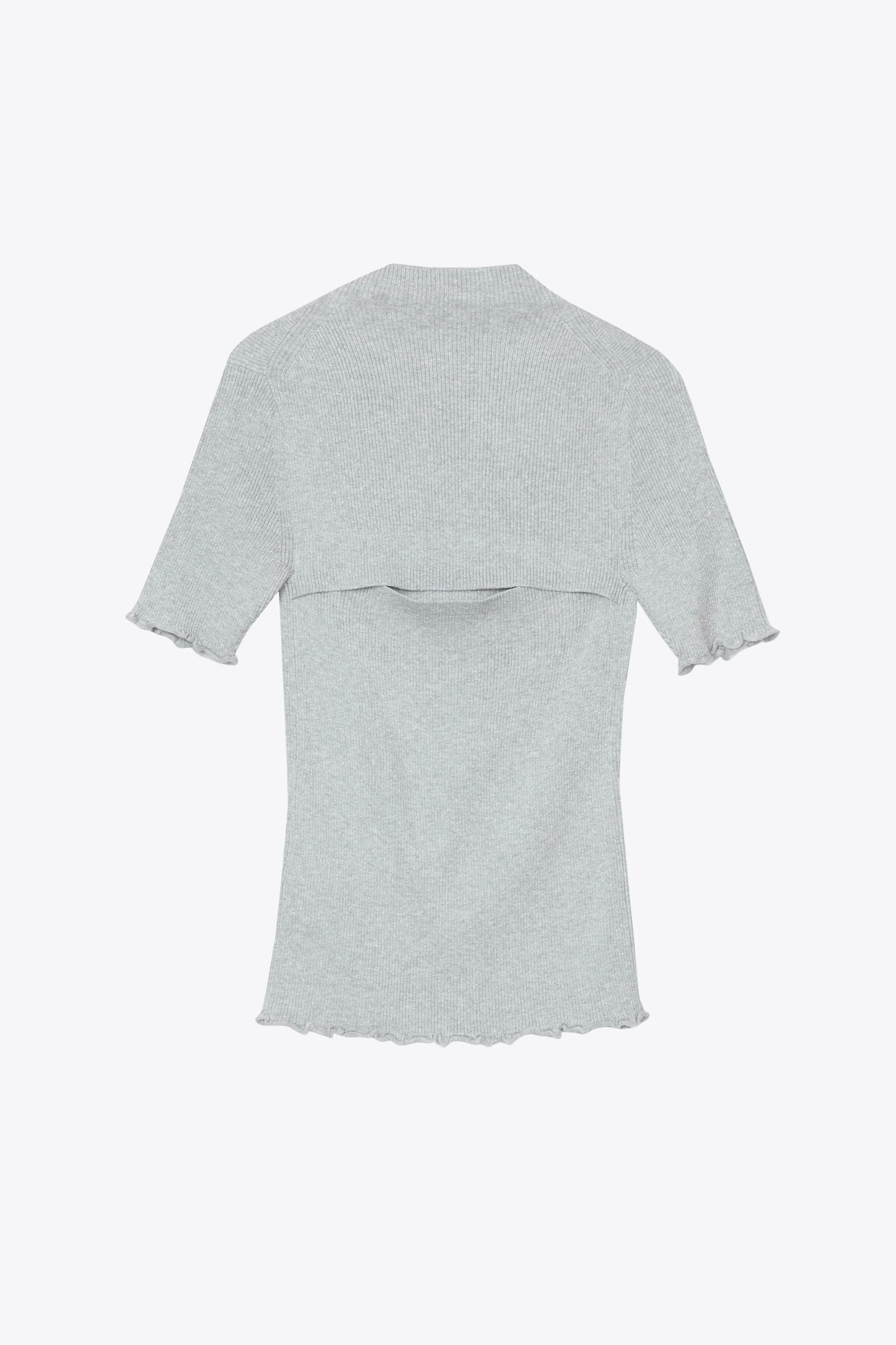Marled Lurex Rib Short Sleeve Pullover - Image 2