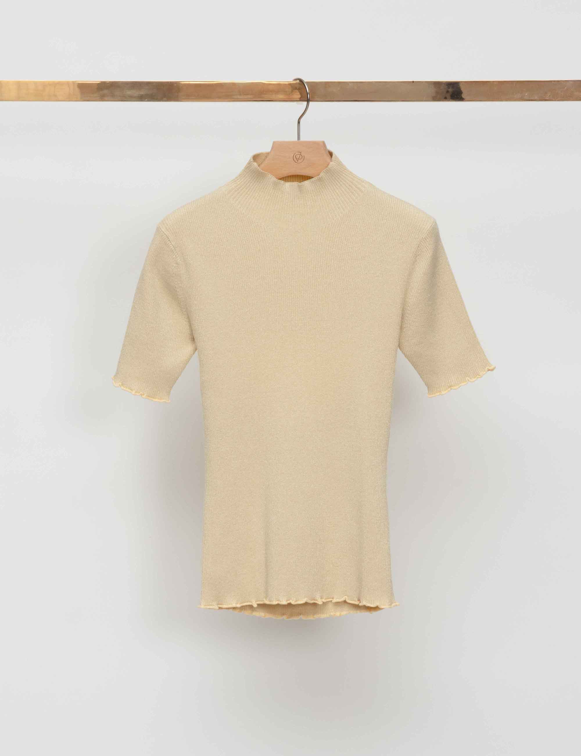Marled Lurex Rib Short Sleeve Pullover - Image 3