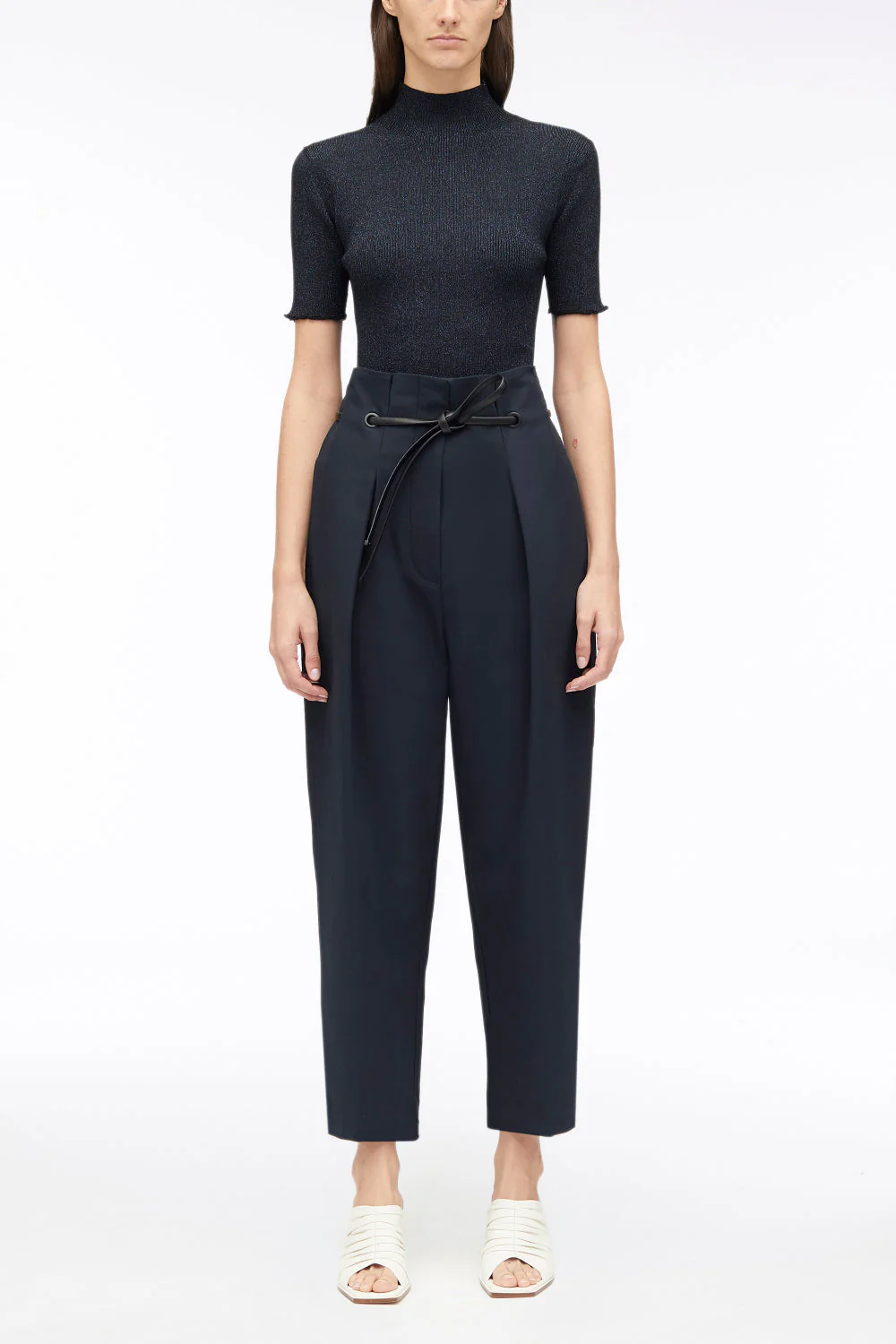 Marled Lurex Rib Short Sleeve Pullover - Image 4