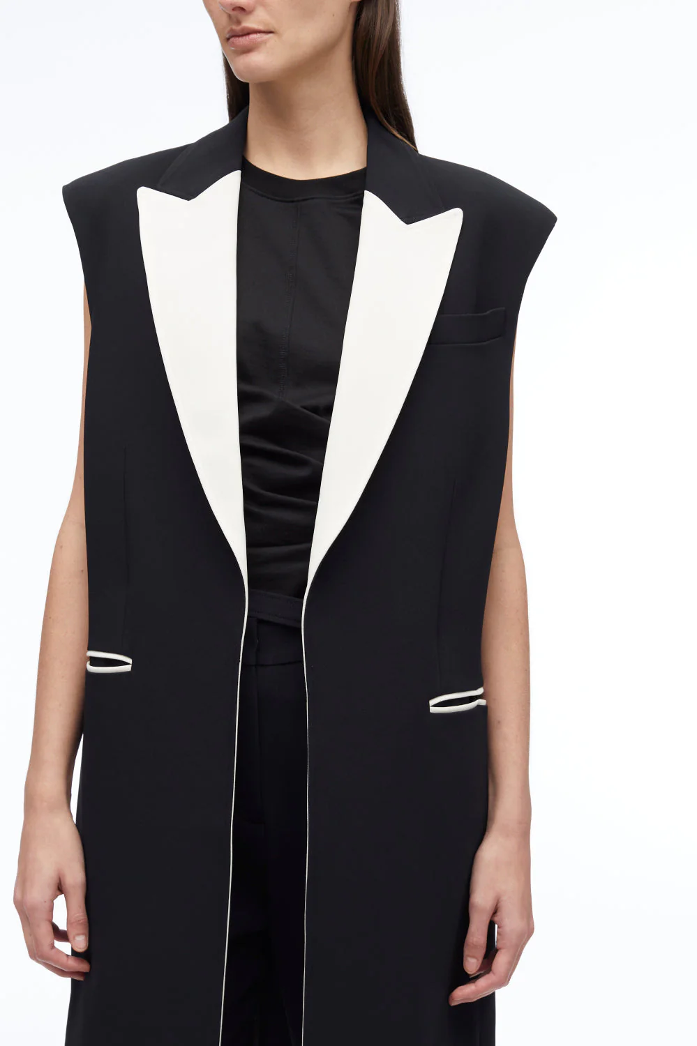 Matte Crepe Long Vest - Image 3