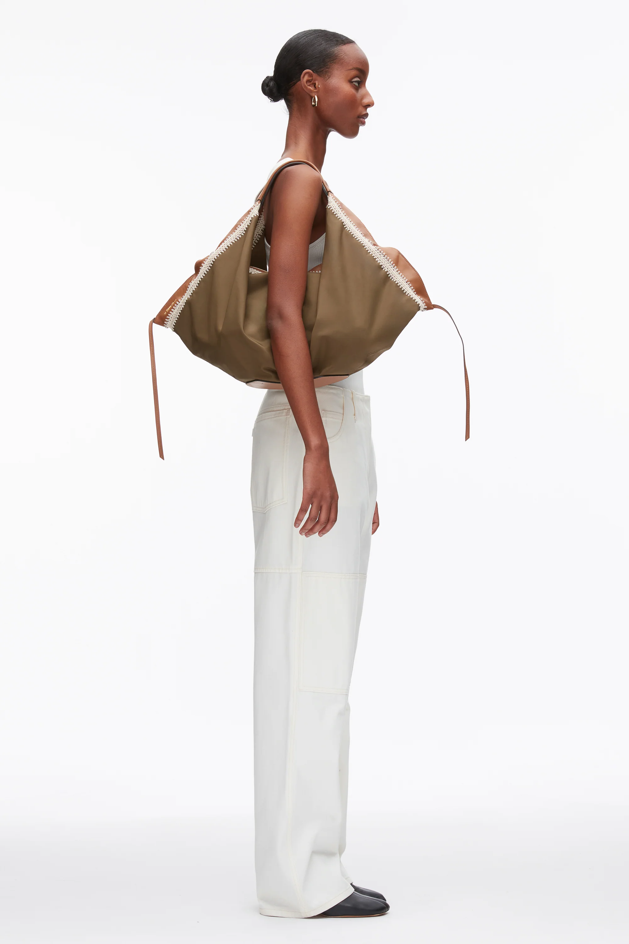 Nylon Luna Large Bag with Contrast Stitch - Image 6