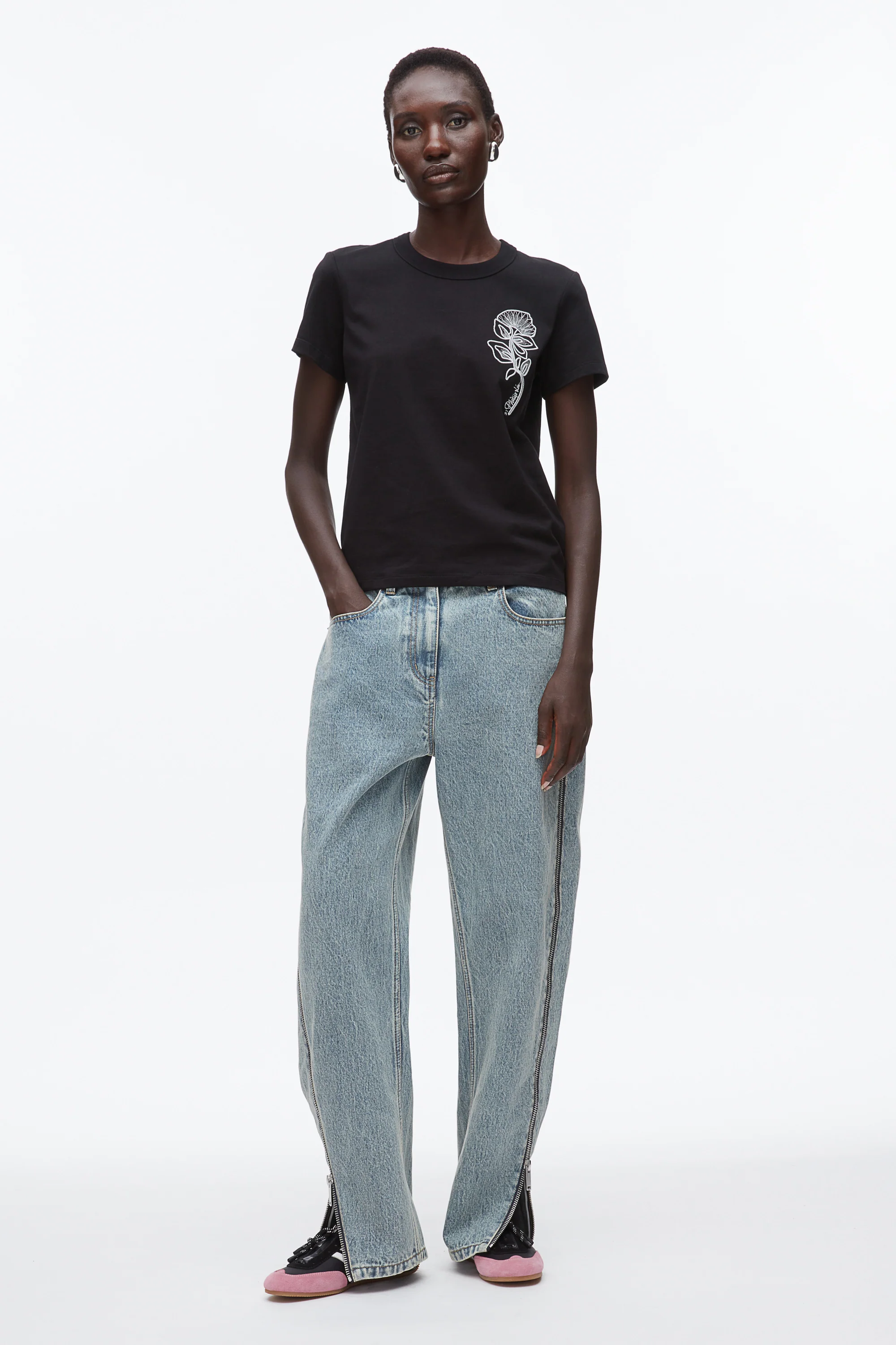 Flower Embroidery Merch Tee