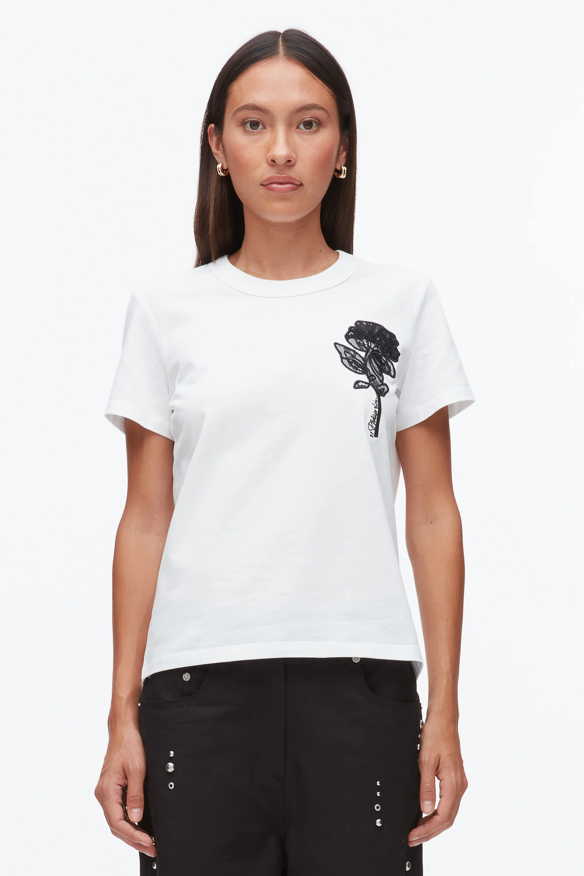 Flower Embroidery Merch Tee - Image 10
