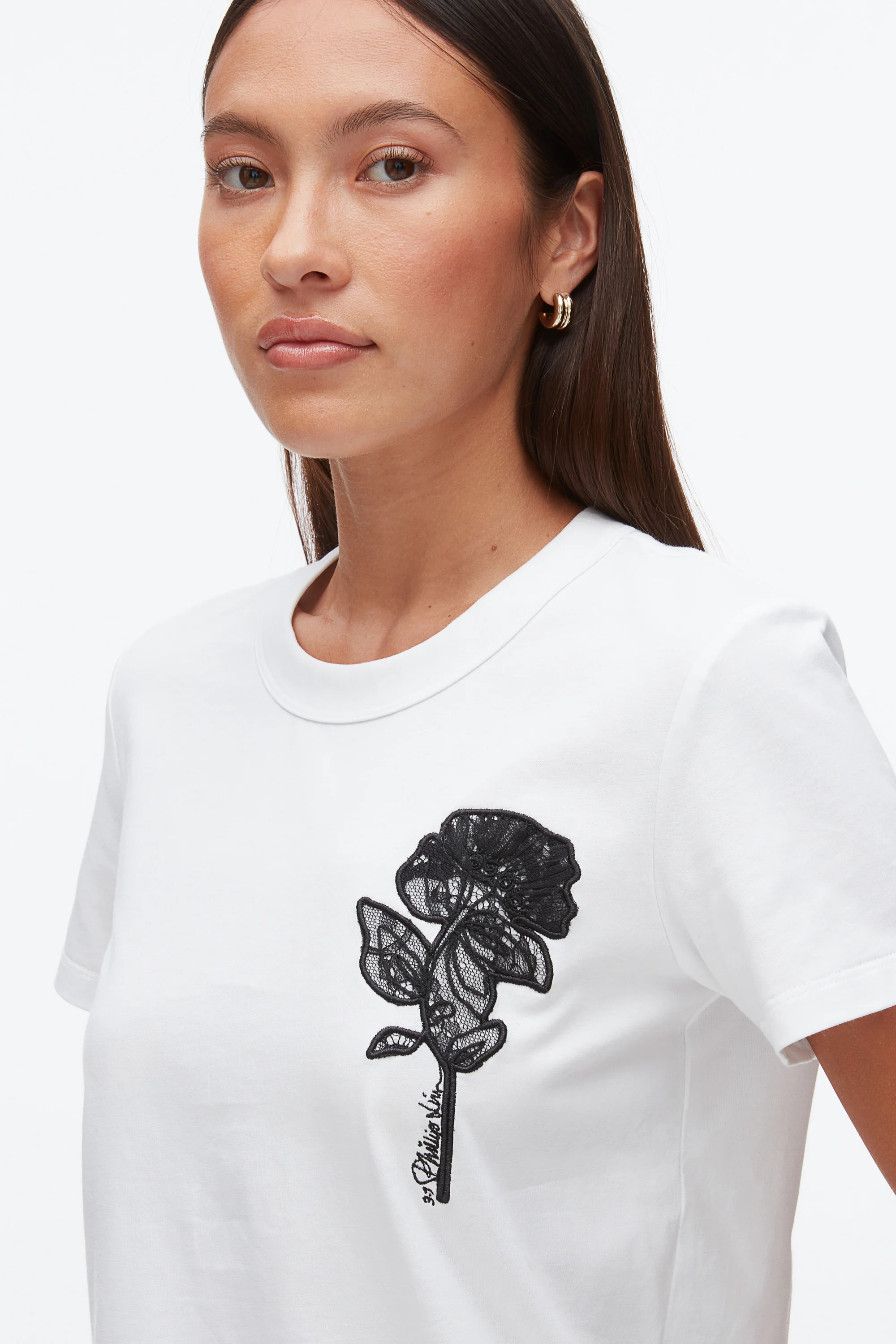 Flower Embroidery Merch Tee - Image 13