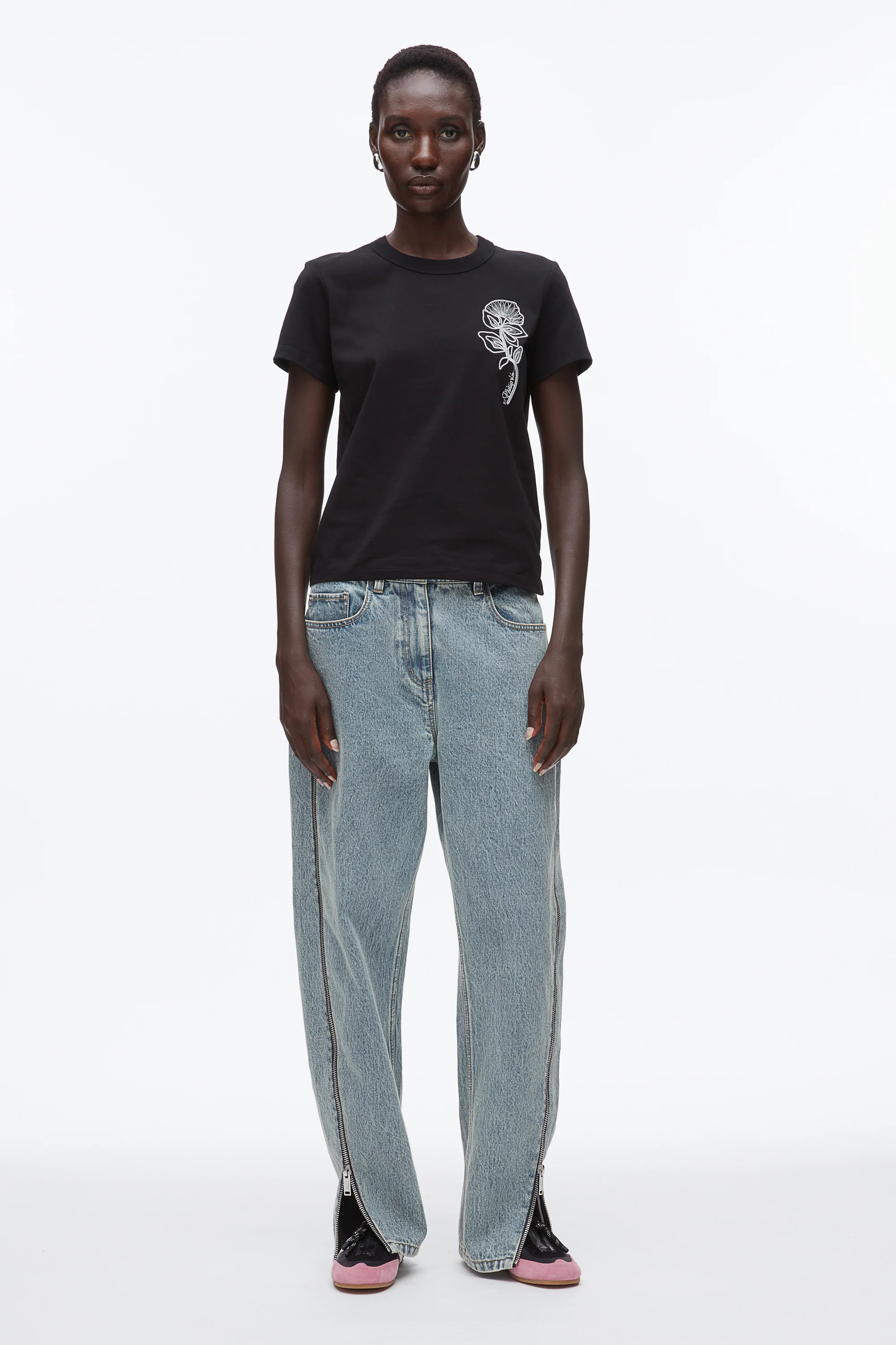 Flower Embroidery Merch Tee - Image 2