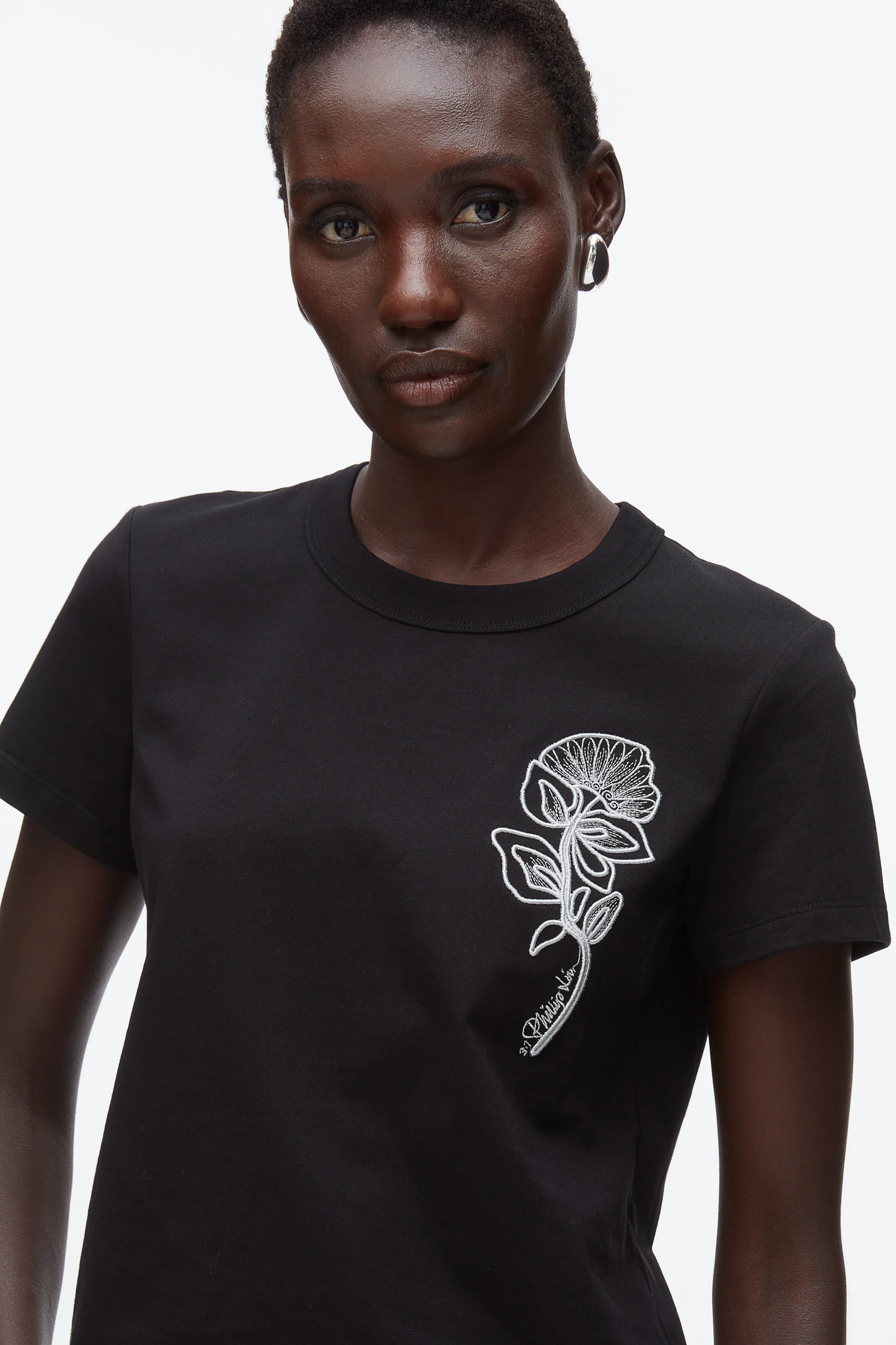 Flower Embroidery Merch Tee - Image 6