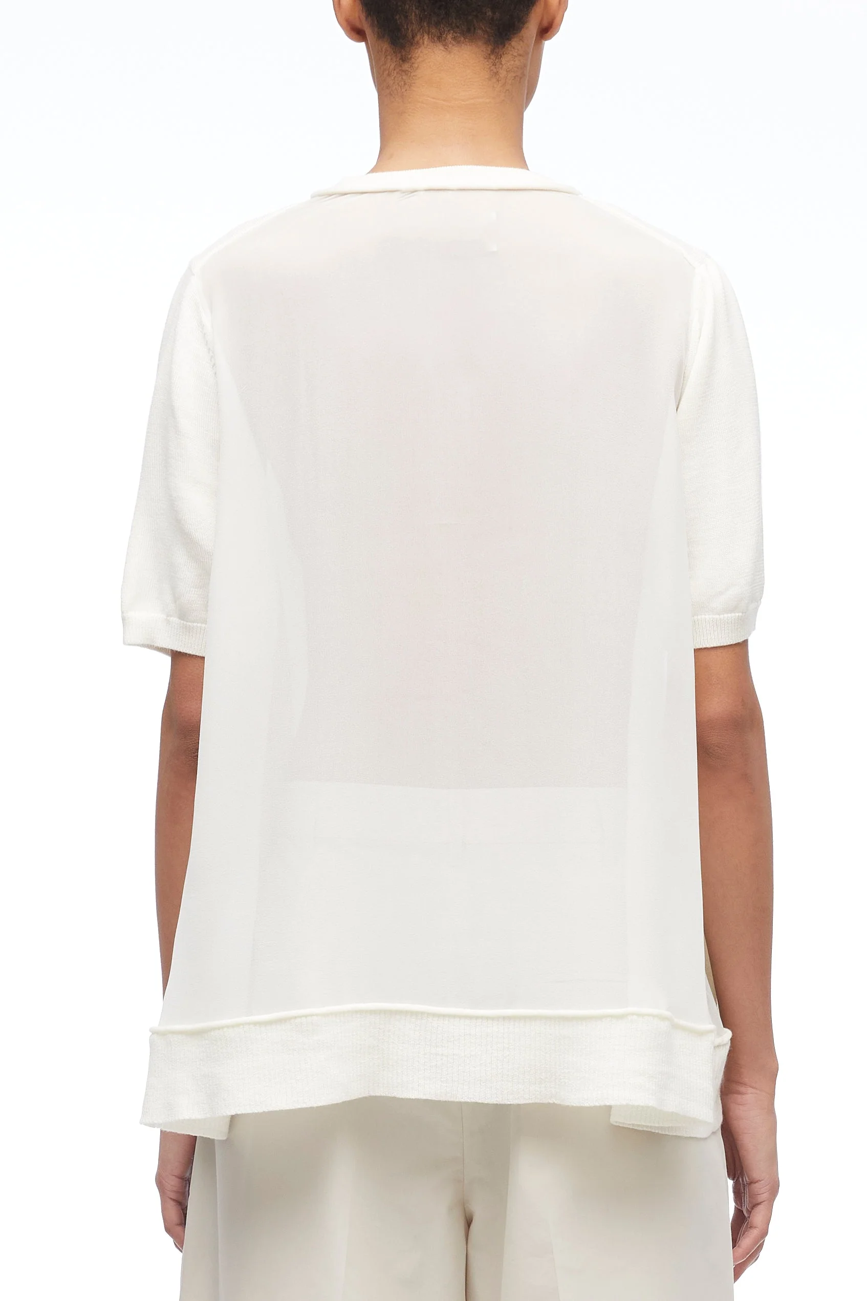 Merino Knit Chiffon T-Shirt With Ties - Image 10