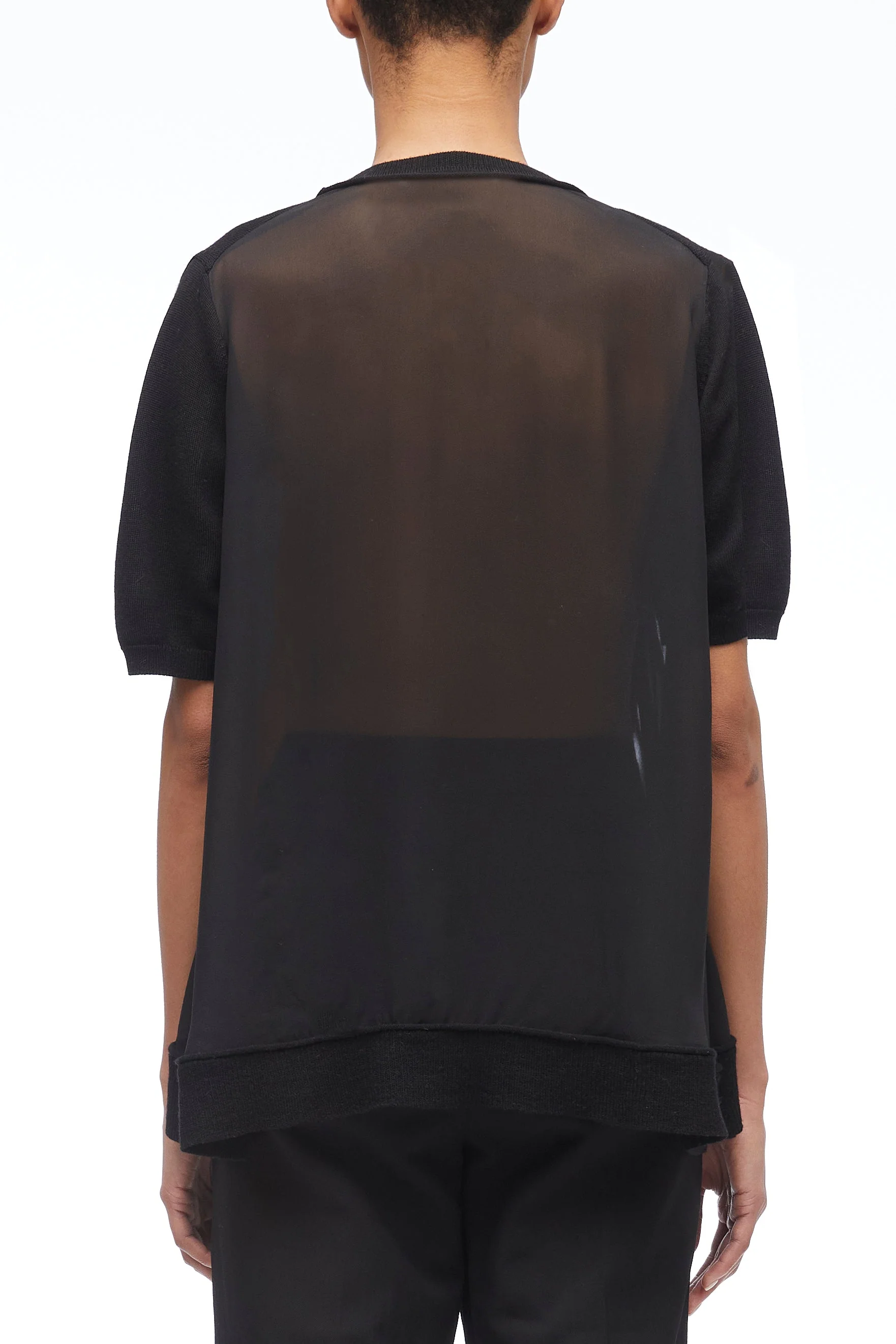 Merino Knit Chiffon T-Shirt With Ties - Image 5