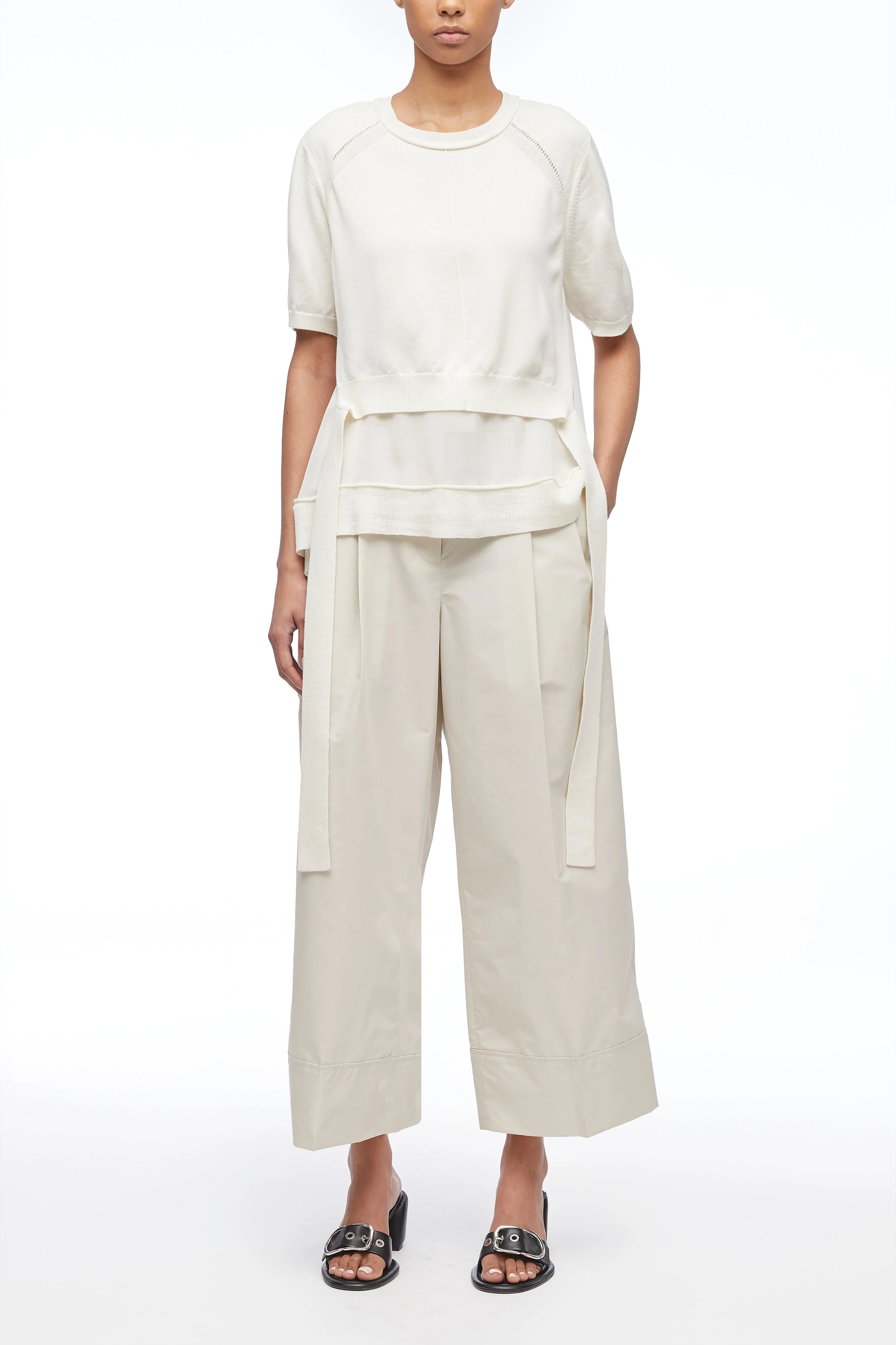 Merino Knit Chiffon T-Shirt With Ties - Image 6