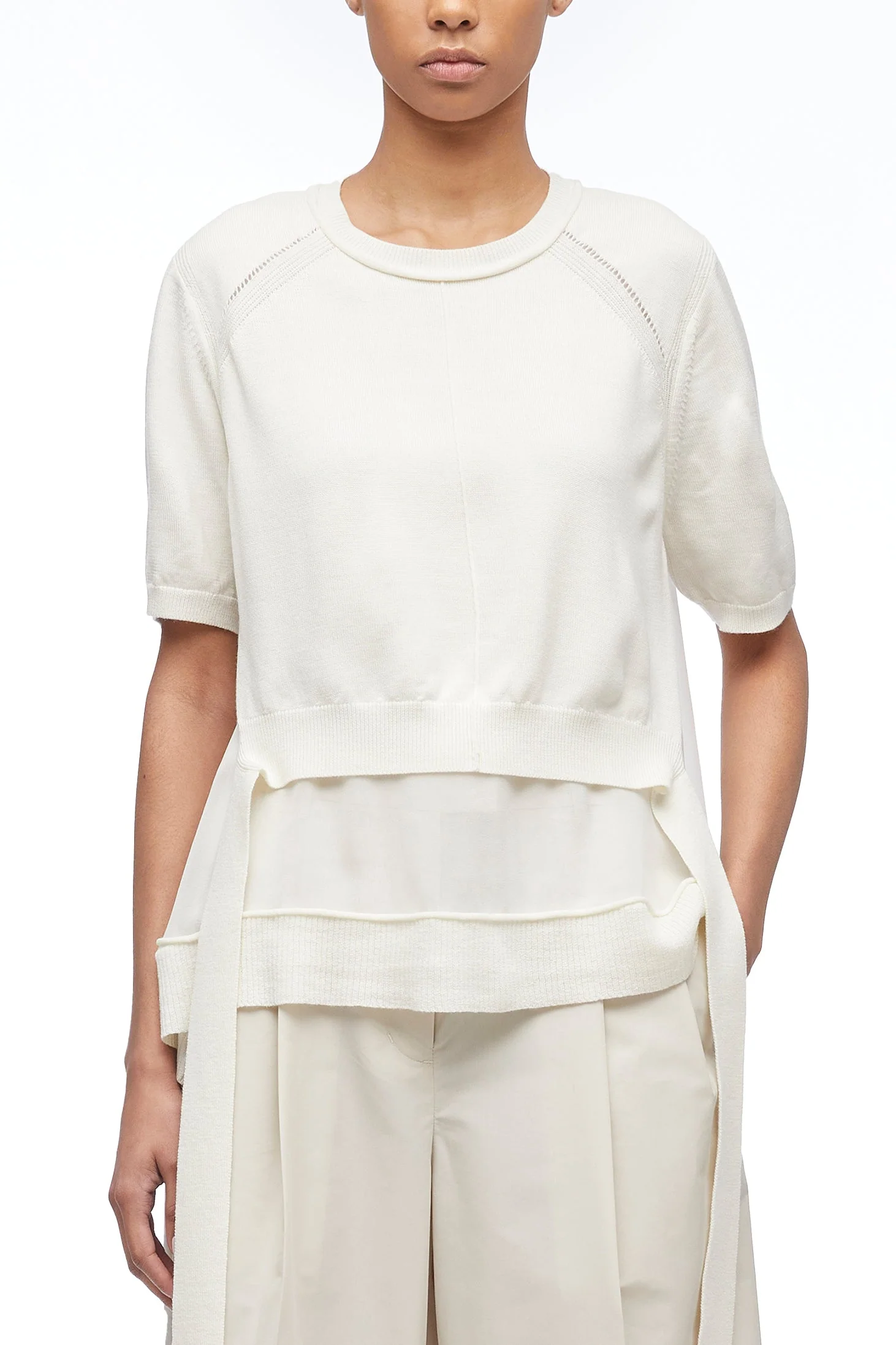 Merino Knit Chiffon T-Shirt With Ties - Image 7