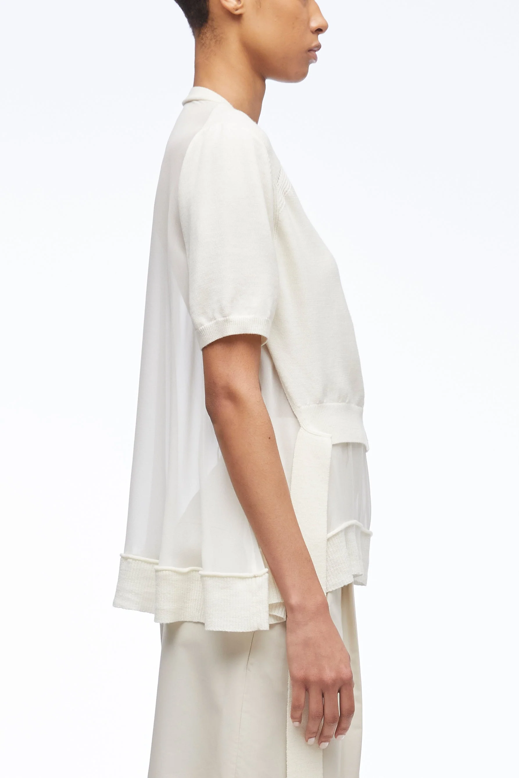 Merino Knit Chiffon T-Shirt With Ties - Image 9