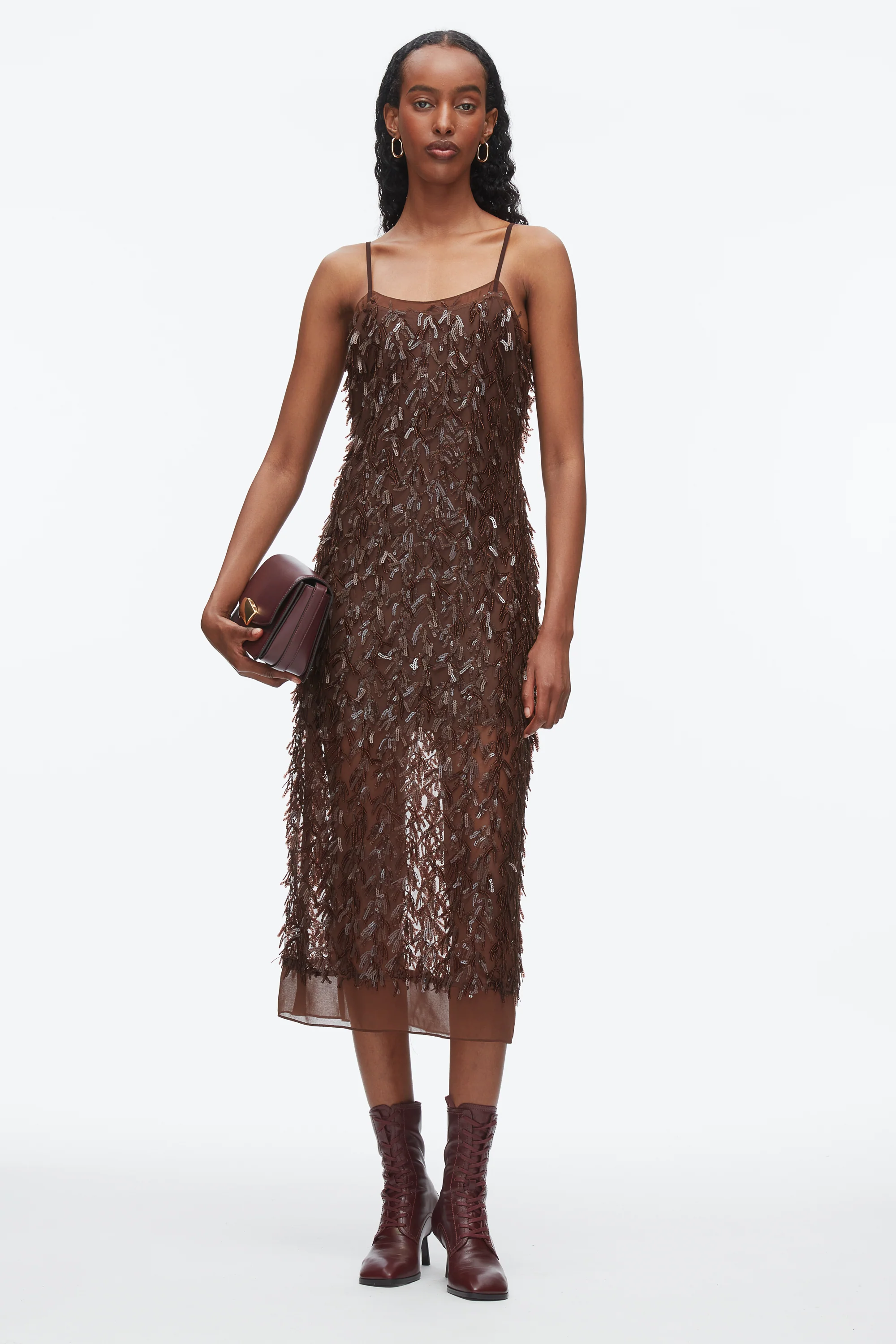 Fringe Sequins Slip Dress