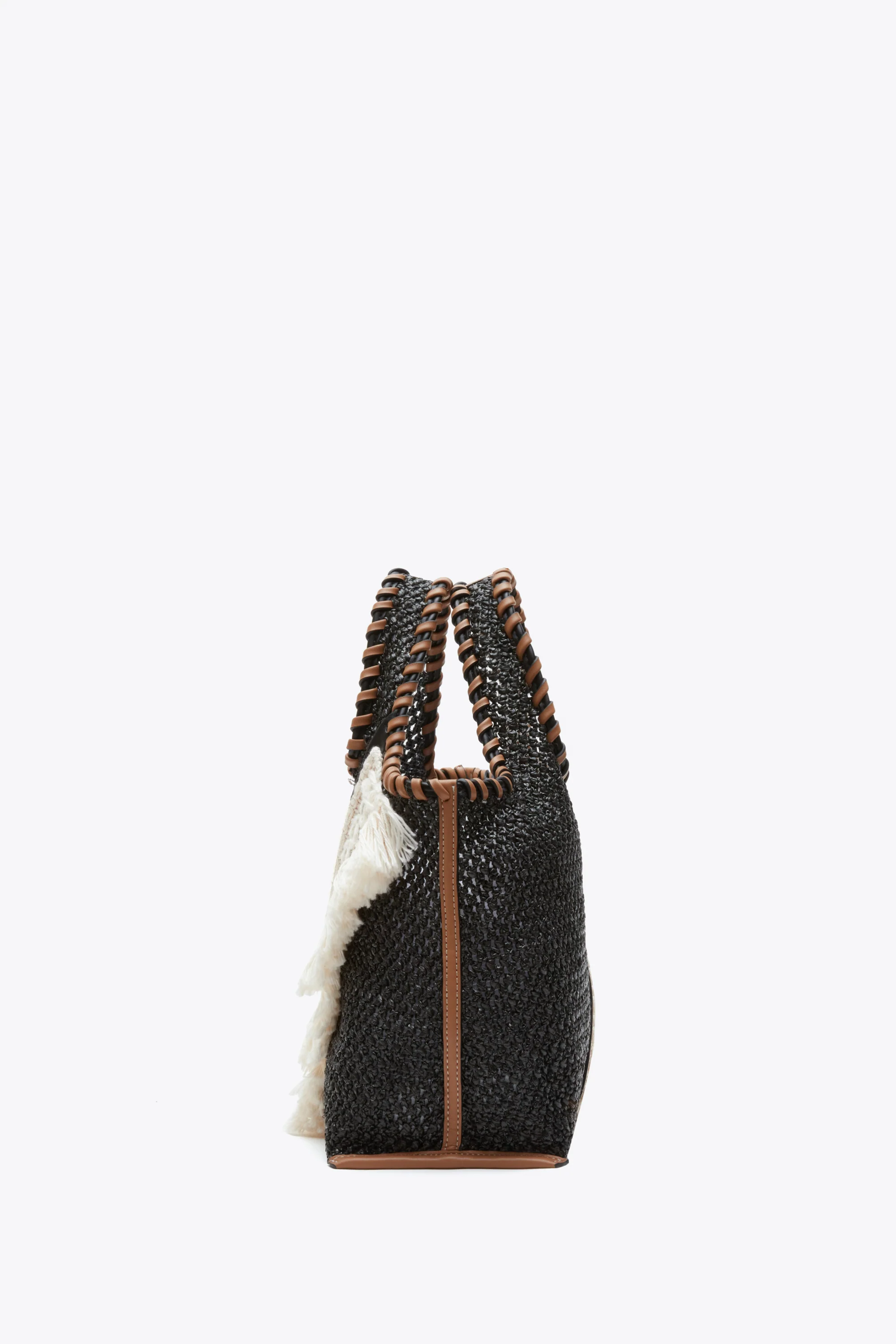 Raffia Fringe Mini Market Tote - Image 3