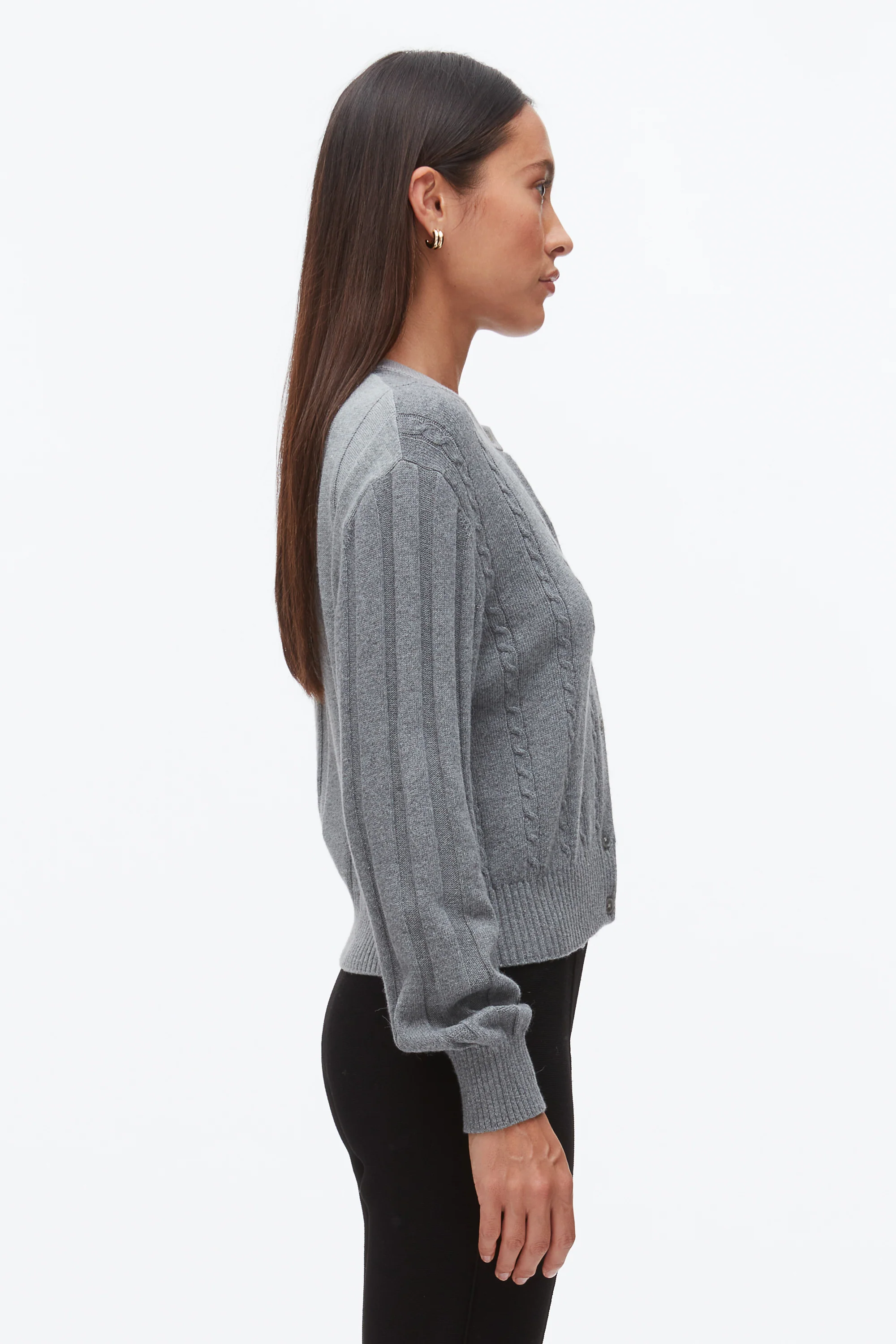 Mix Cable Crew Neck Cardigan - Image 4
