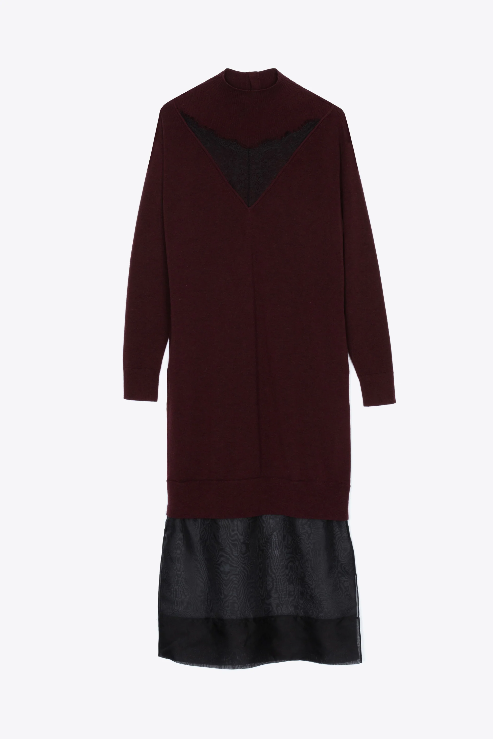 Mockneck Knit Dress with Lace Inlay - Image 16