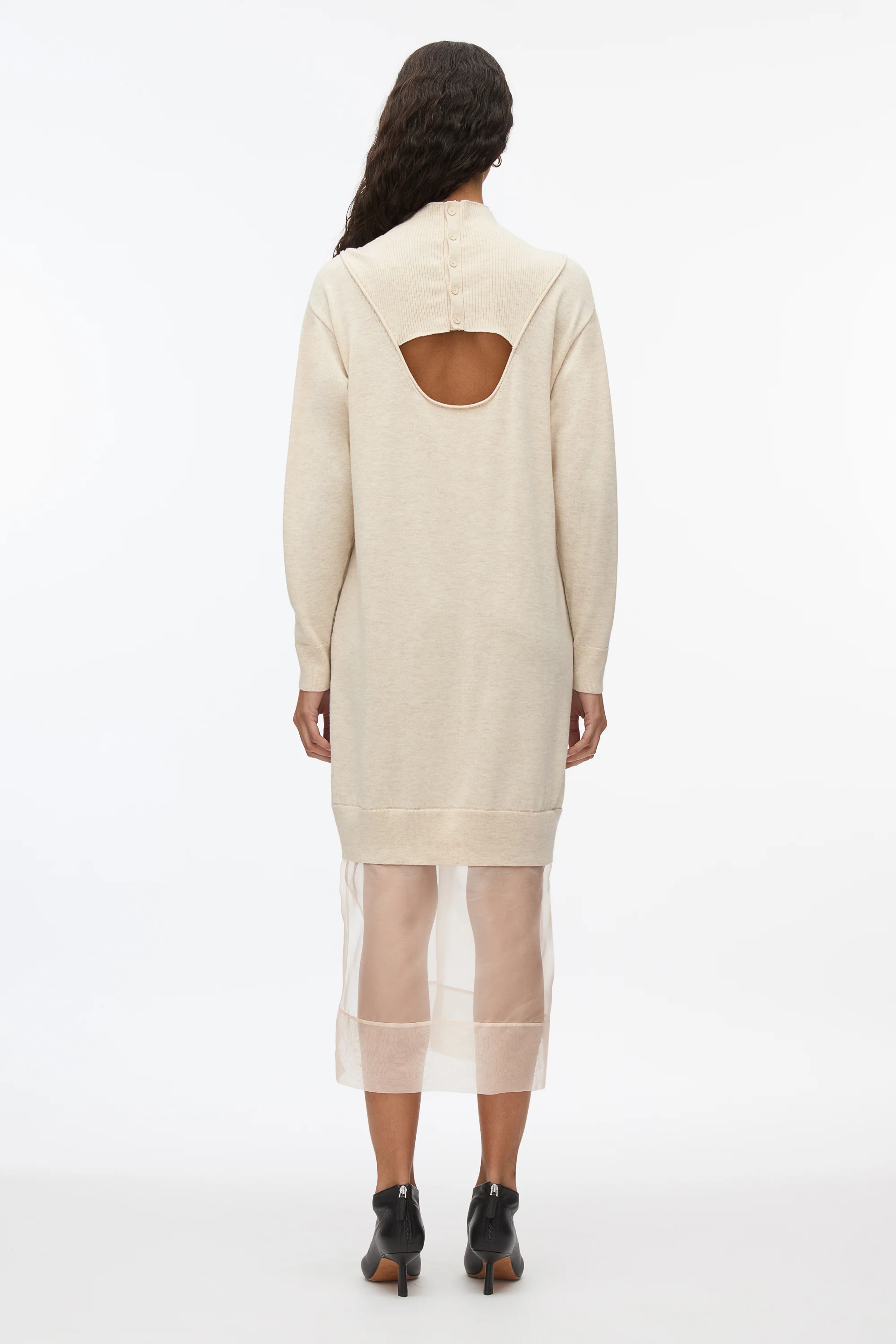 Mockneck Knit Dress with Lace Inlay - Image 14