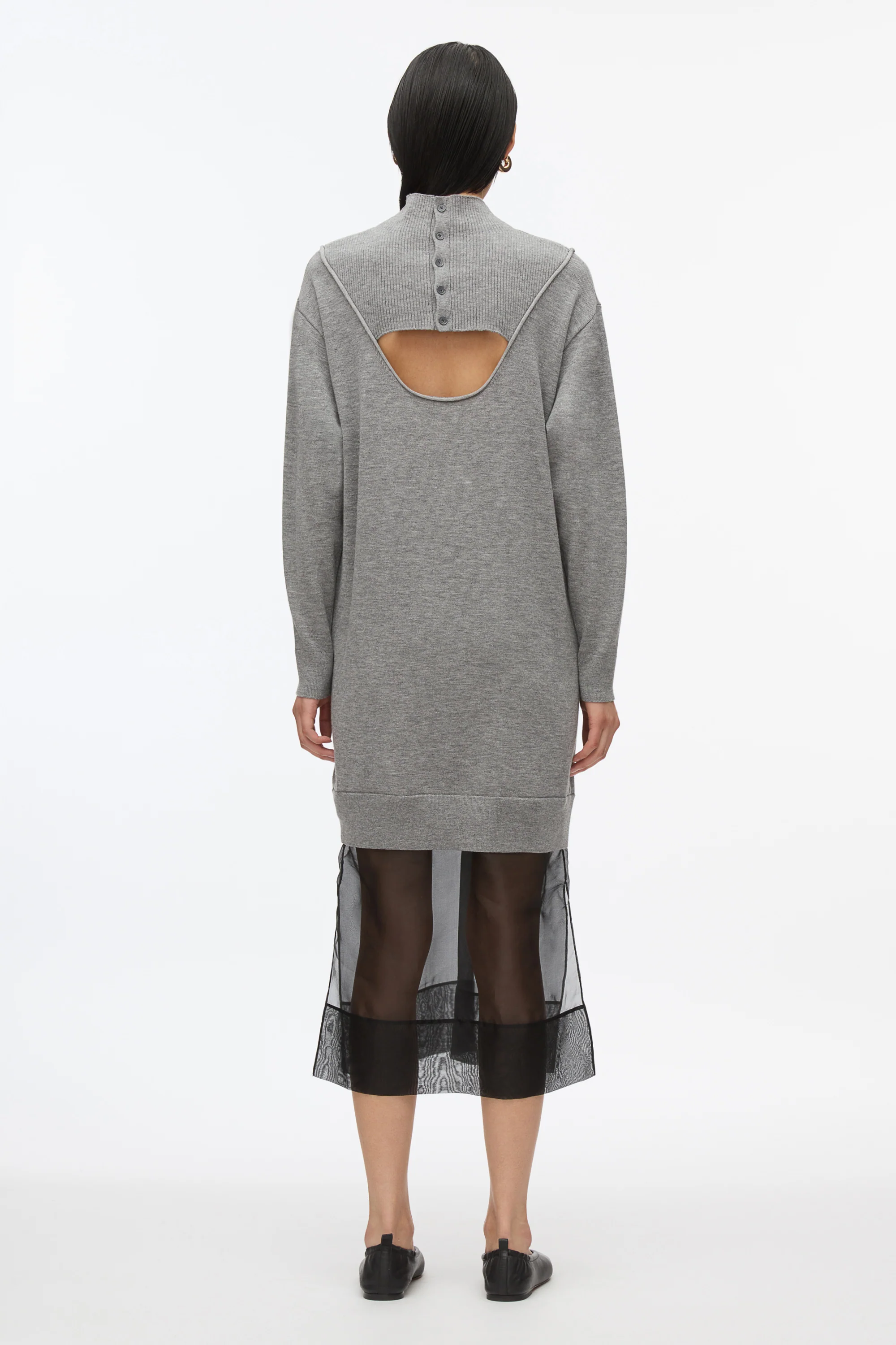 Mockneck Knit Dress with Lace Inlay - Image 9