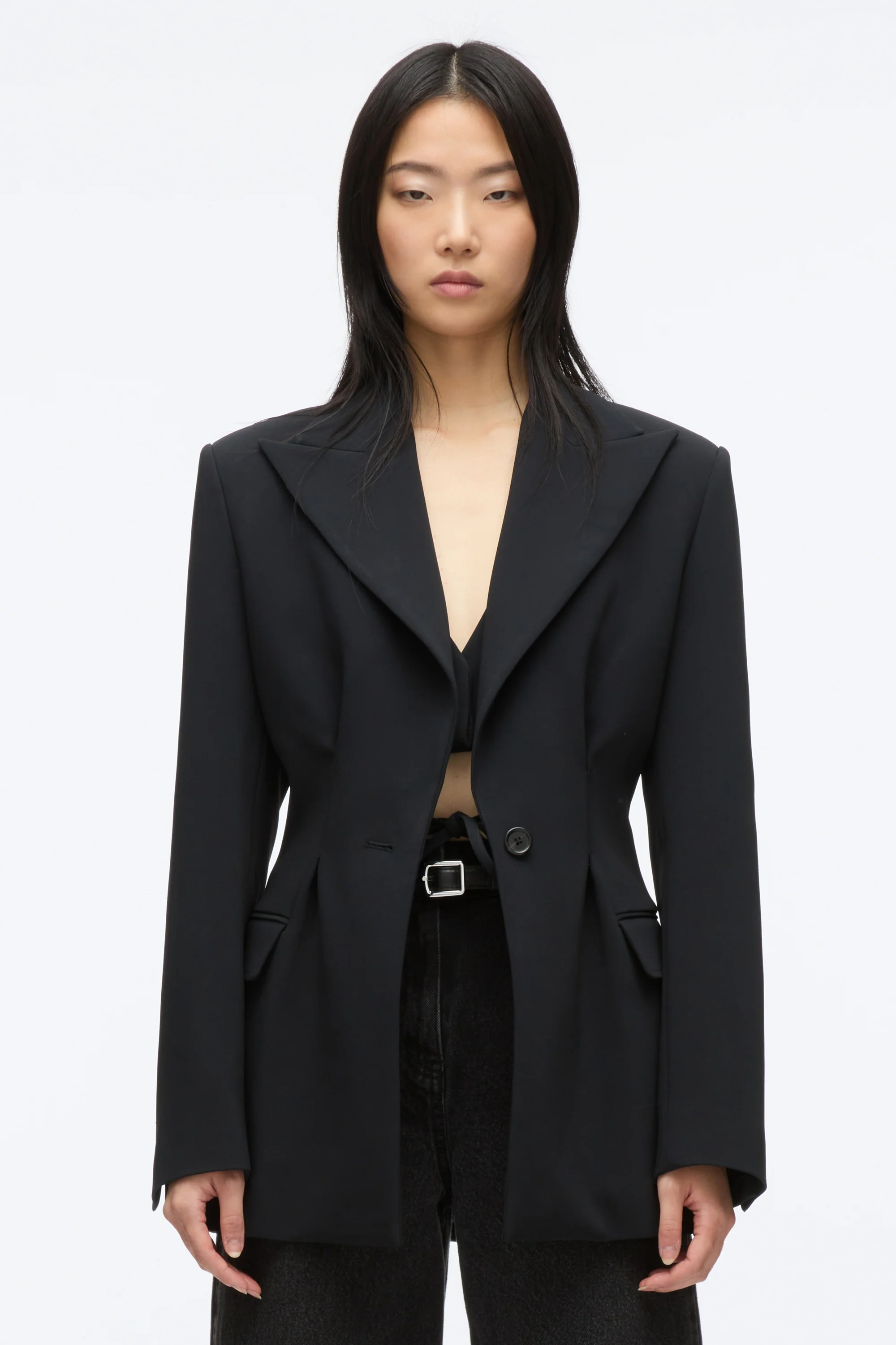 Modern Tailoring Cinched Blazer wtih Set in Bra - Image 4
