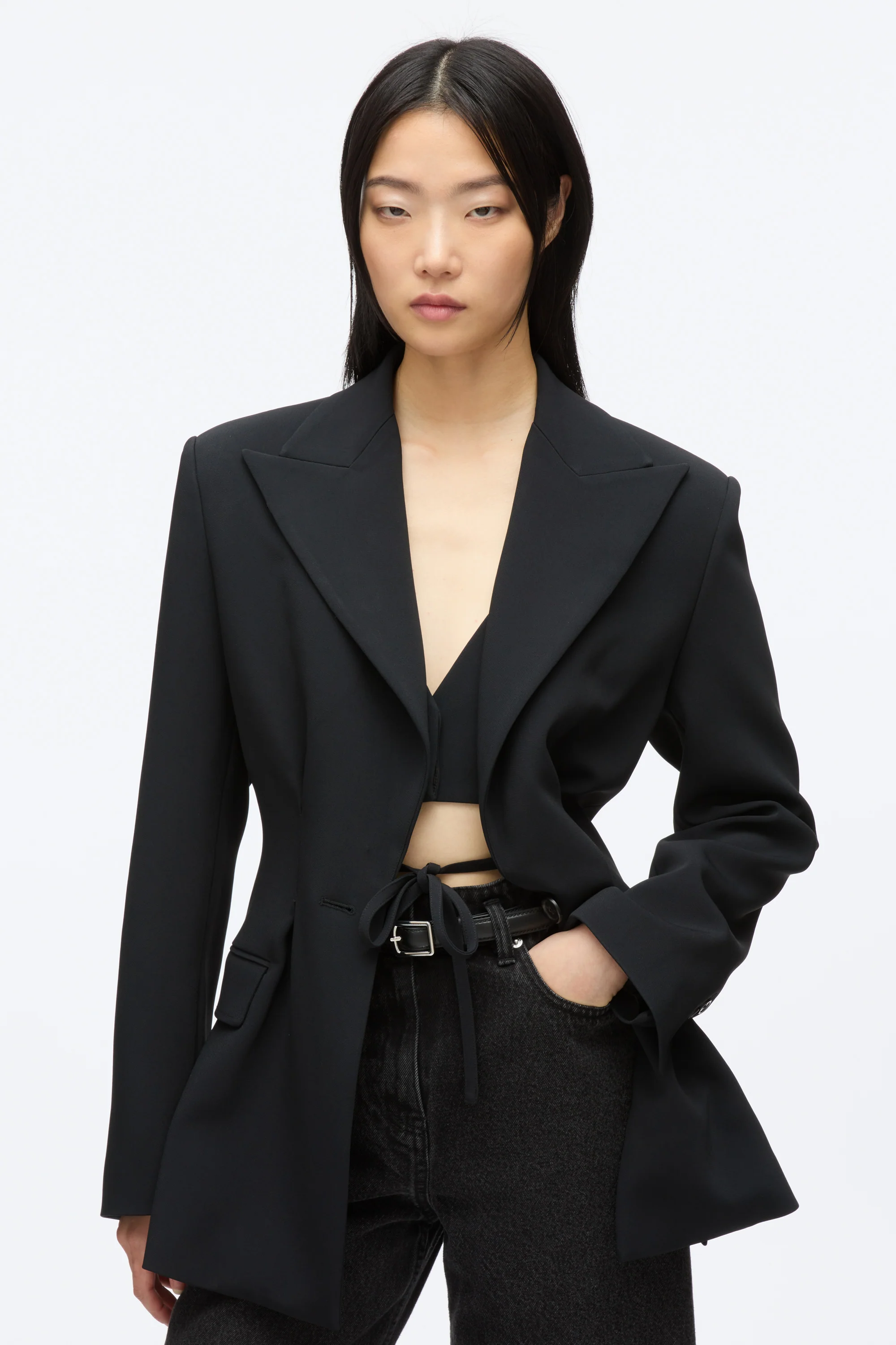 Modern Tailoring Cinched Blazer wtih Set in Bra - Image 7