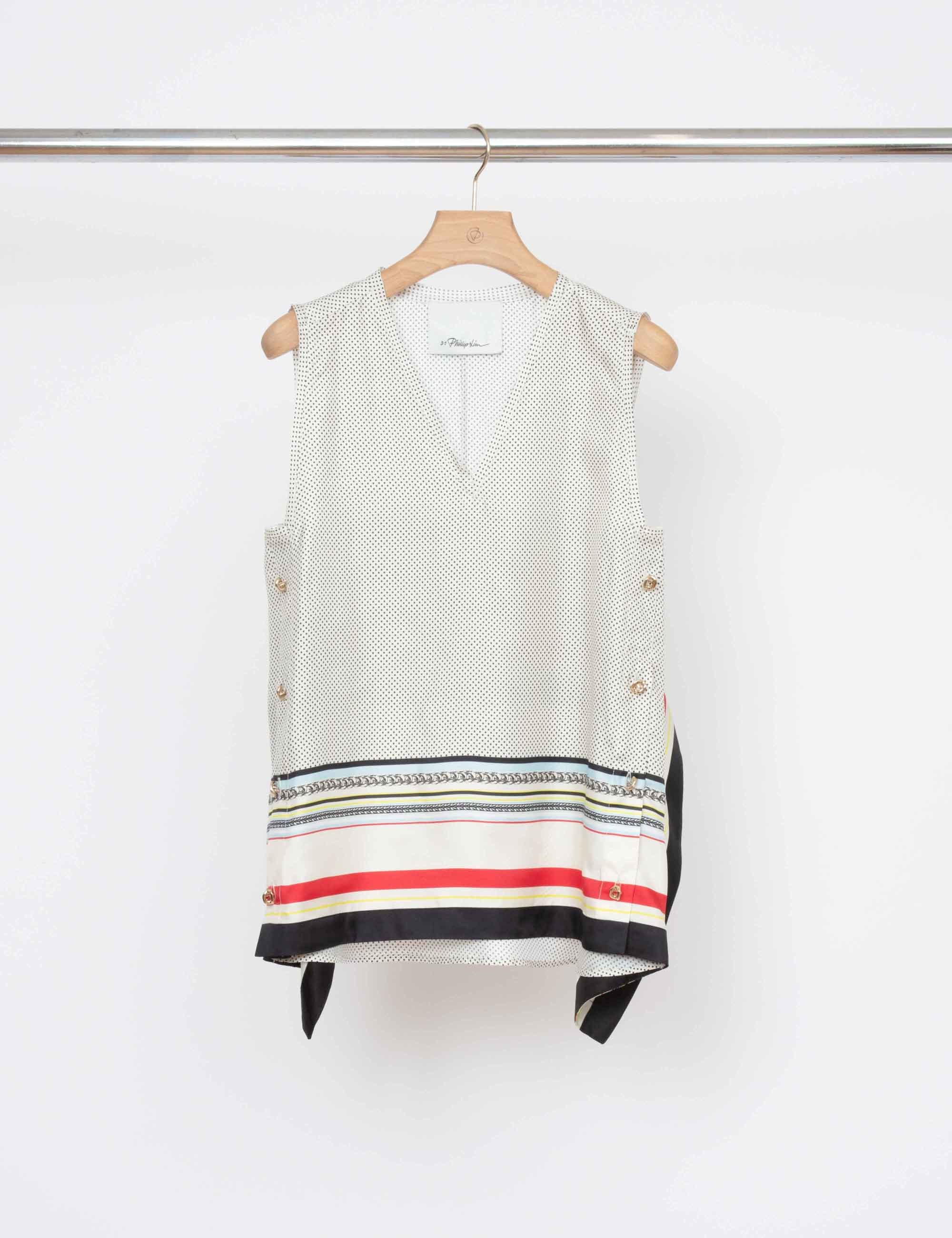 NY Liberty Silk Sleeveless Cascade Drape Top
