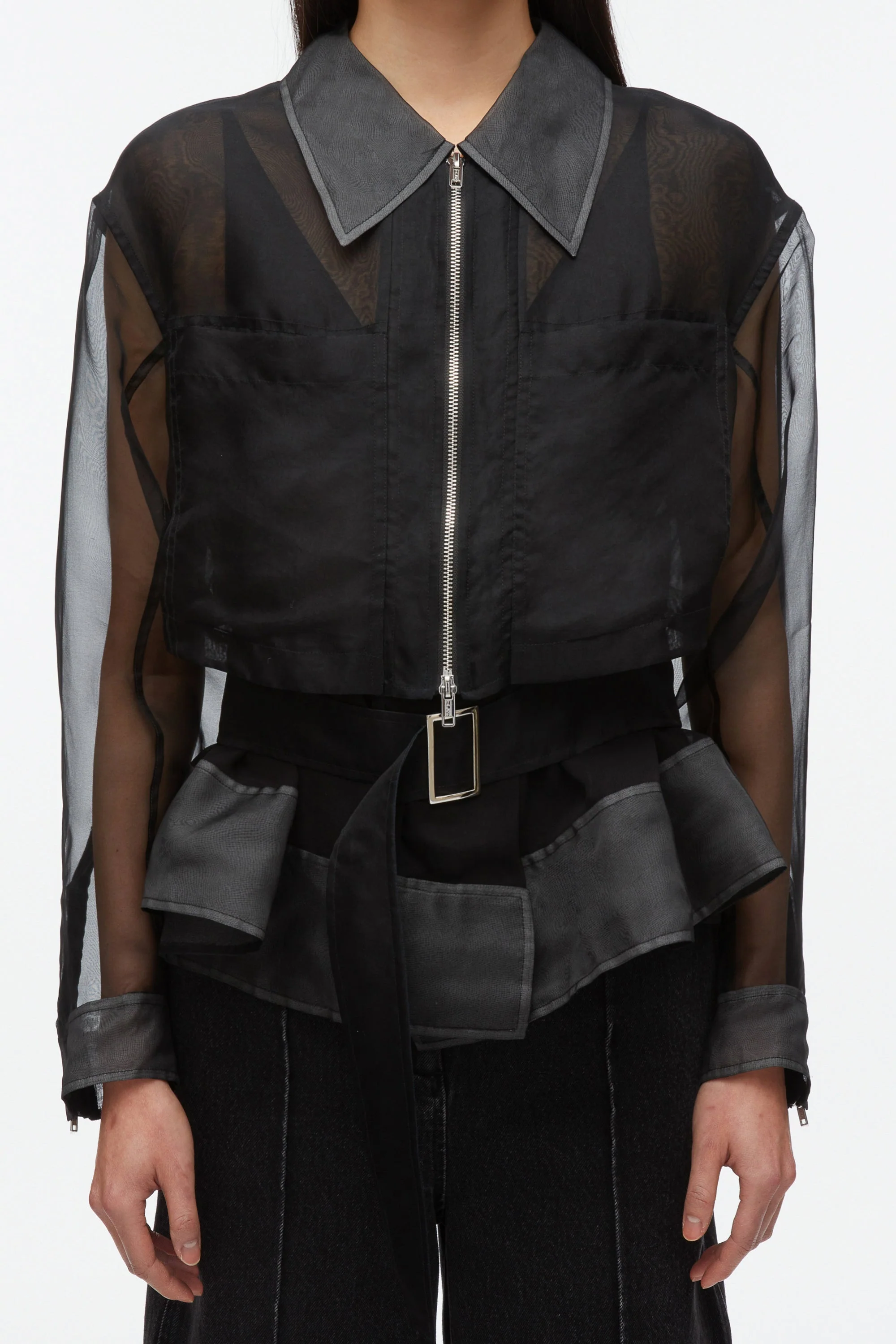 Organza Belted Flounce Utility Jacket - Image 11