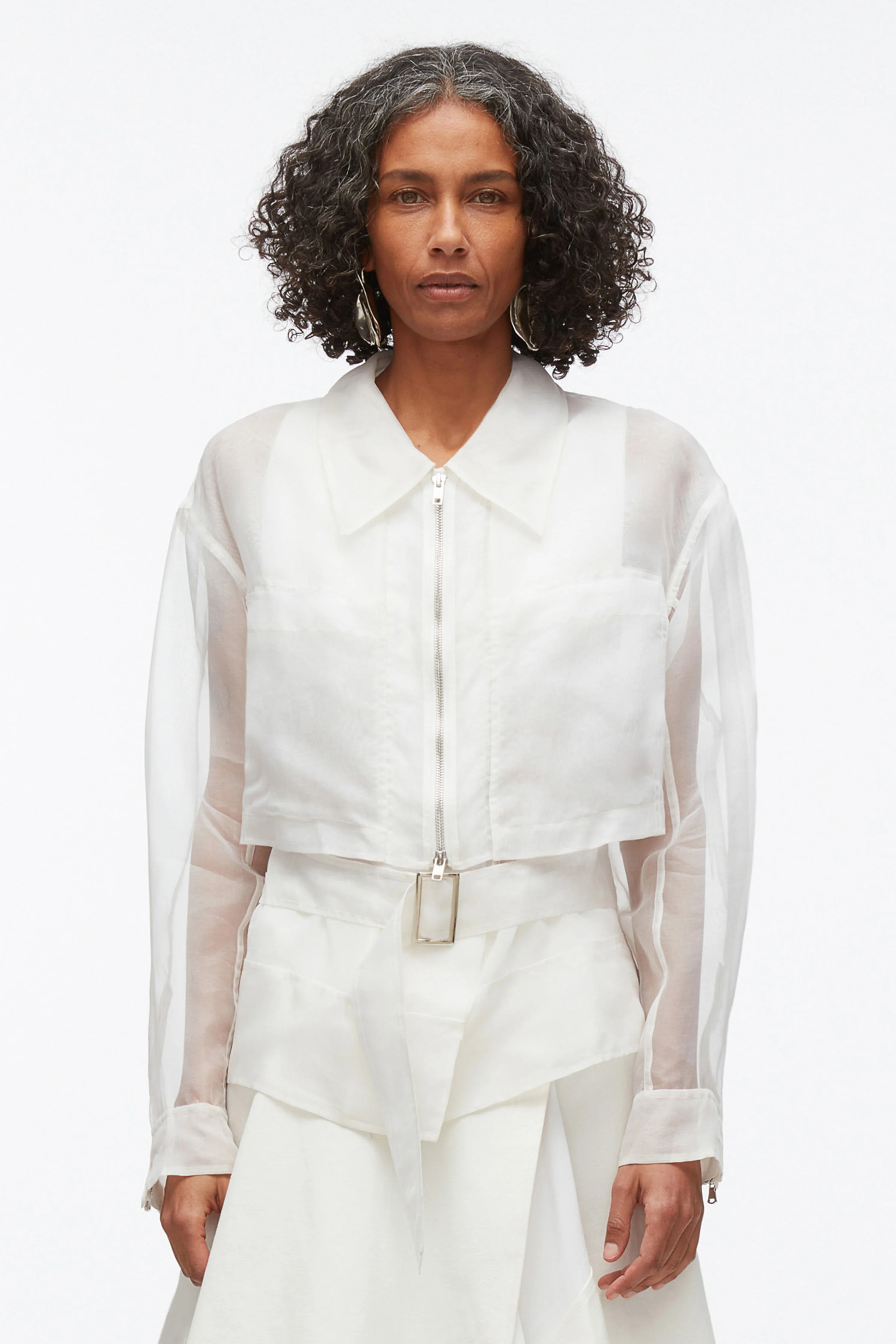 Organza Belted Flounce Utility Jacket - Image 3