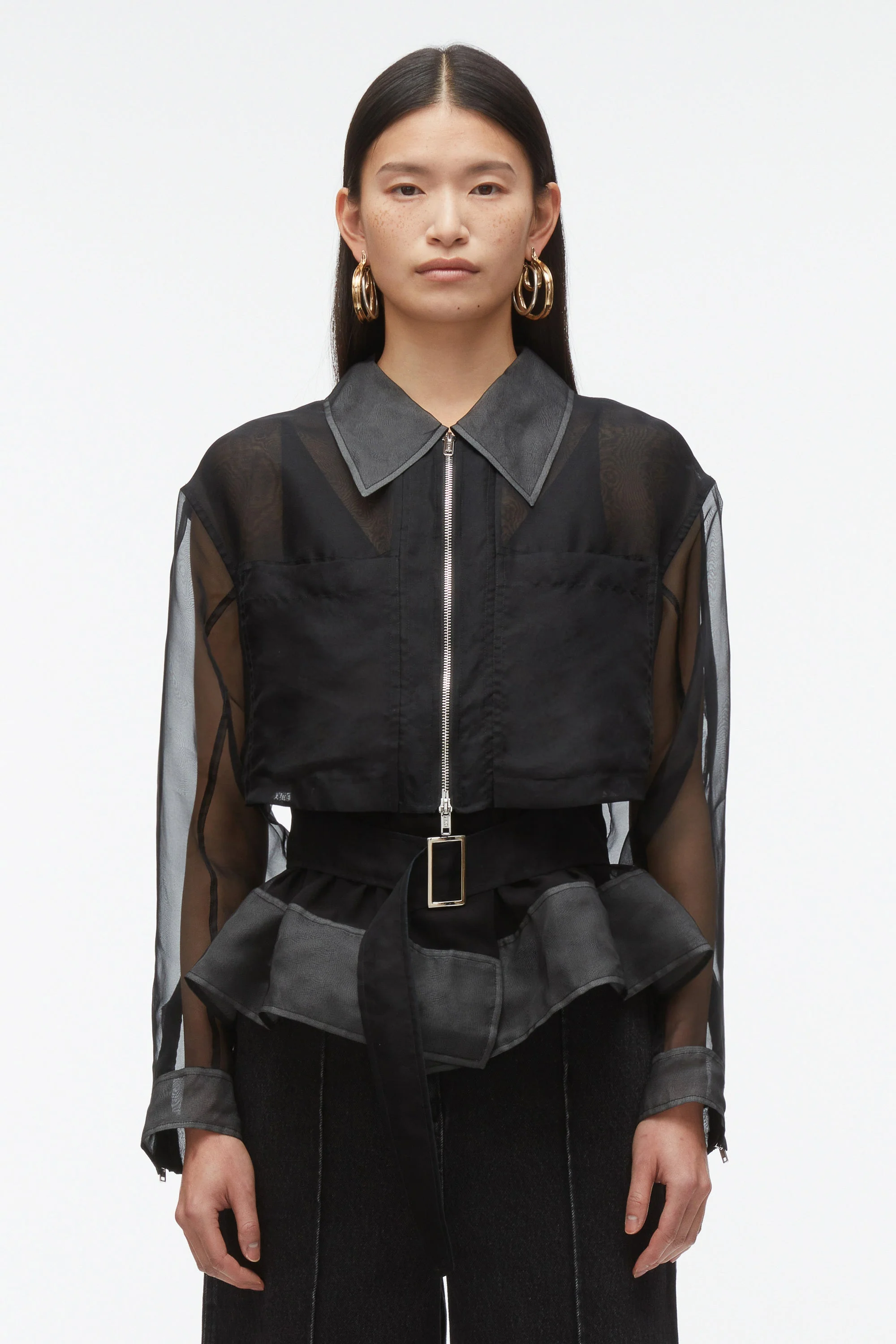 Organza Belted Flounce Utility Jacket - Image 8
