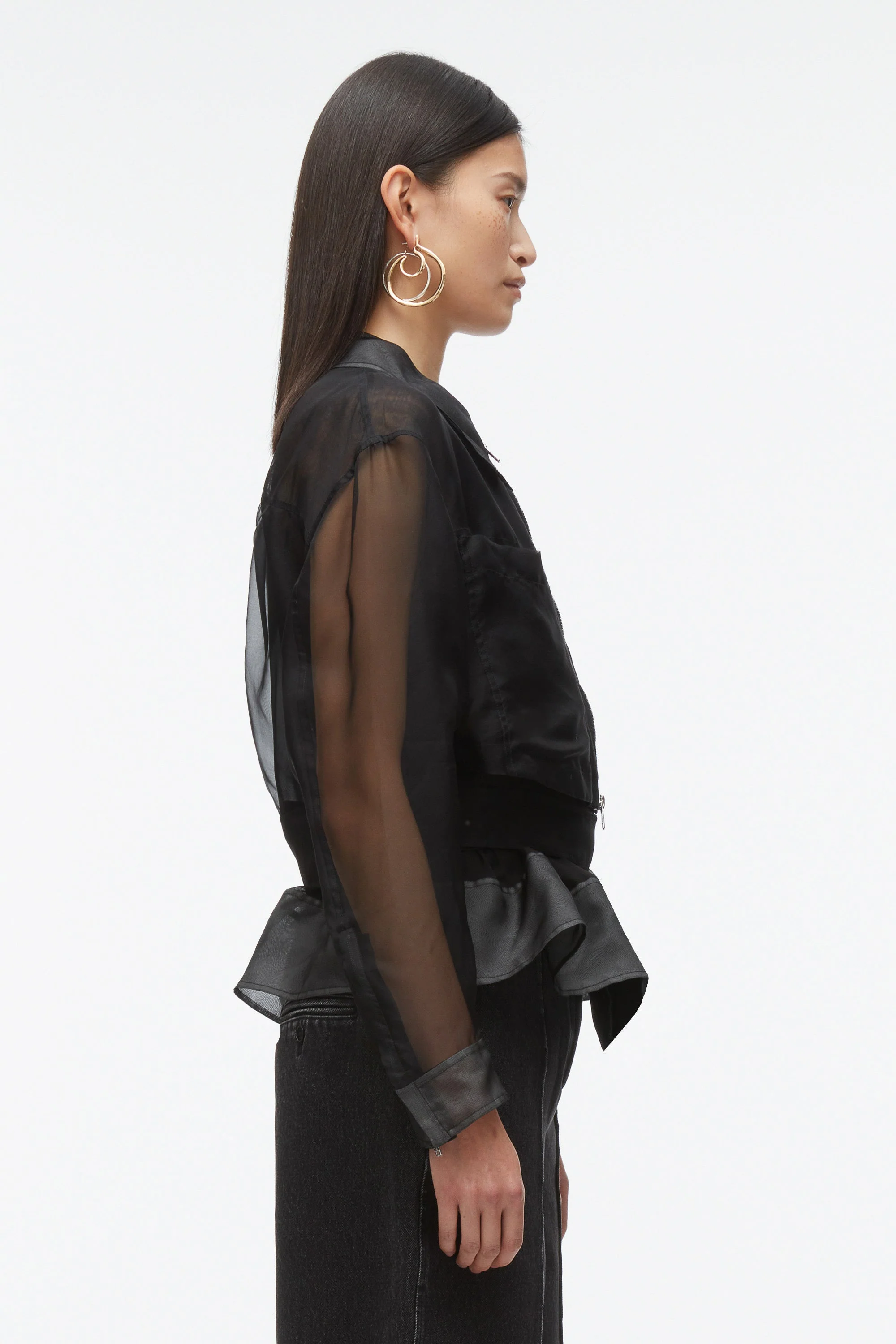 Organza Belted Flounce Utility Jacket - Image 9
