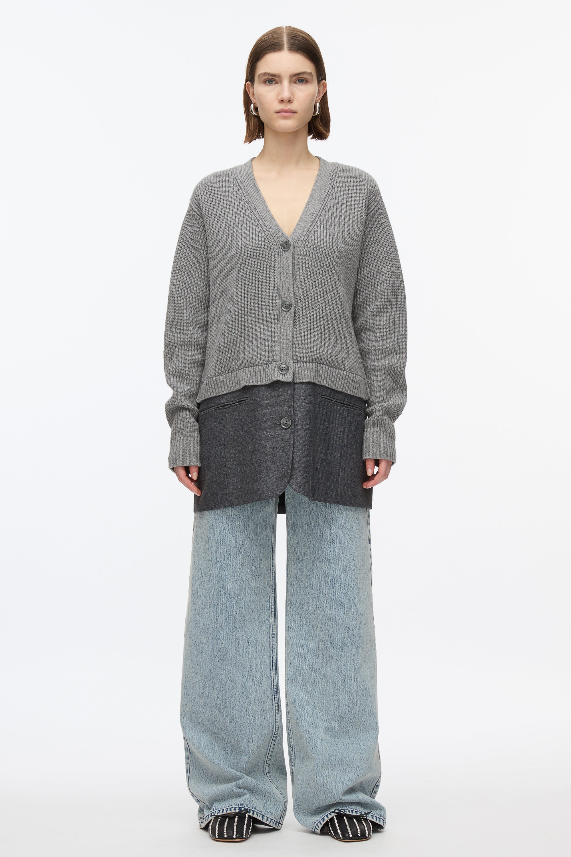 Hybrid Cardigan with Blazer Hem - Image 2