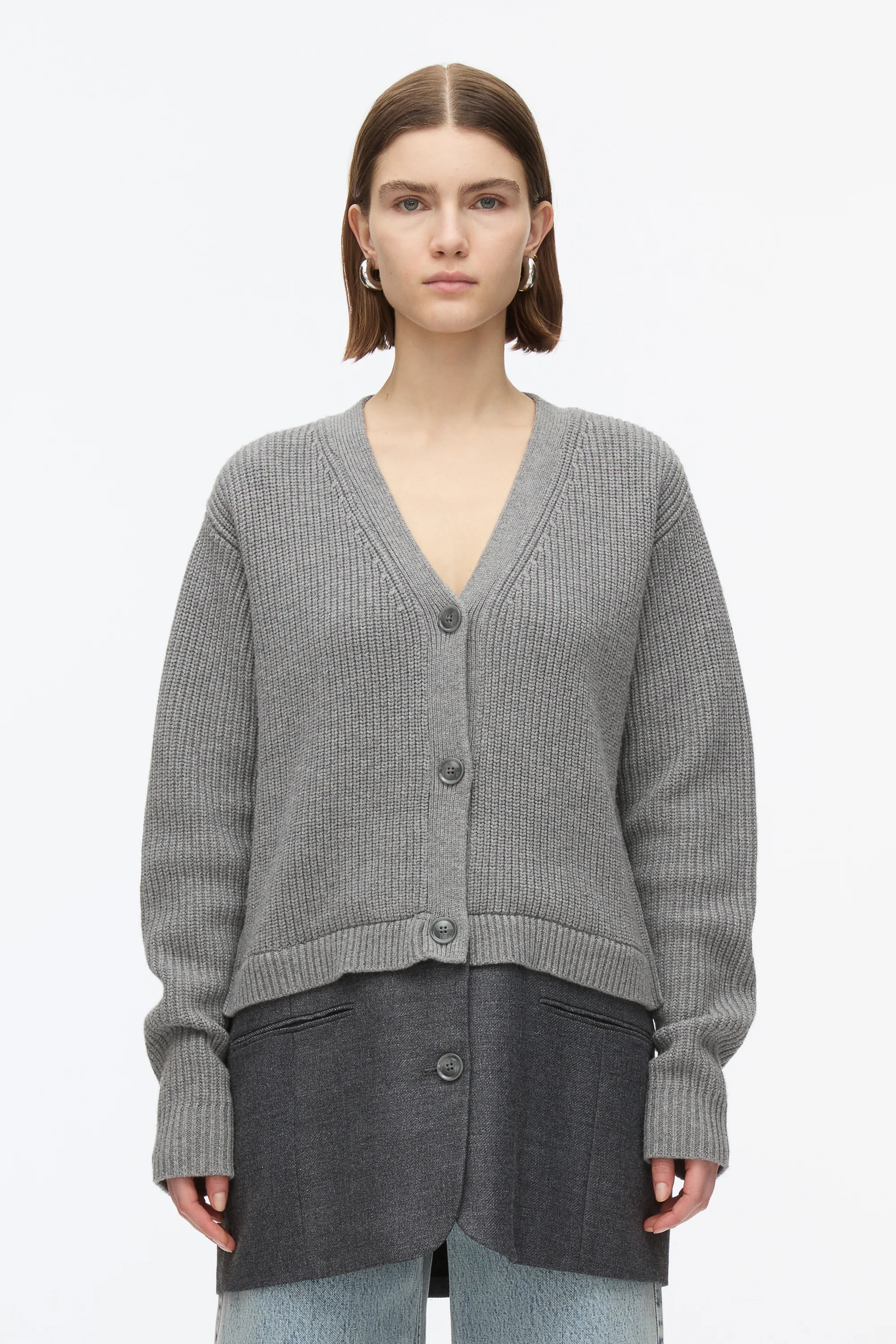 Hybrid Cardigan with Blazer Hem - Image 3