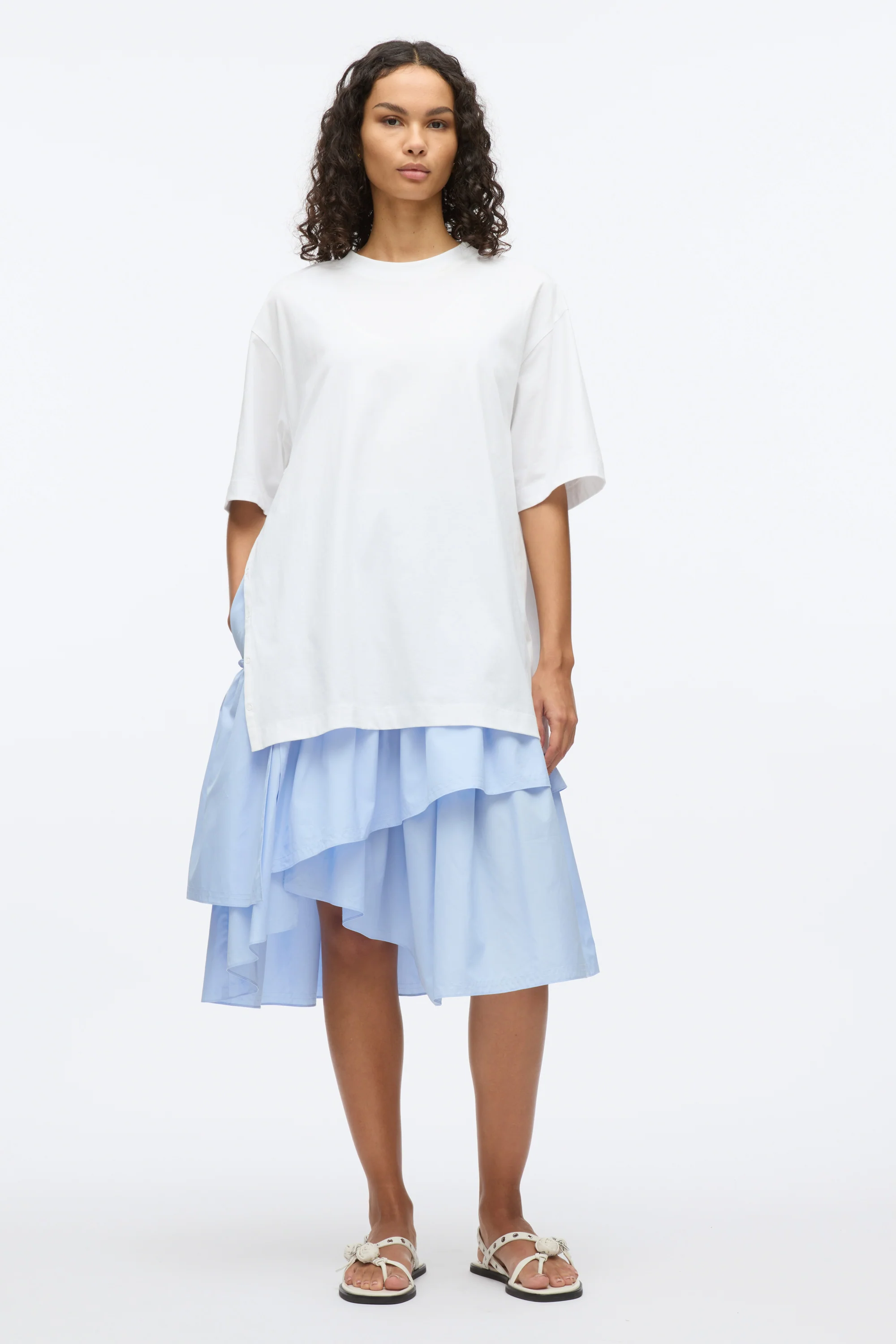 Oversize T-Shirt Combo Dress with Ruffled Skirt - Image 2