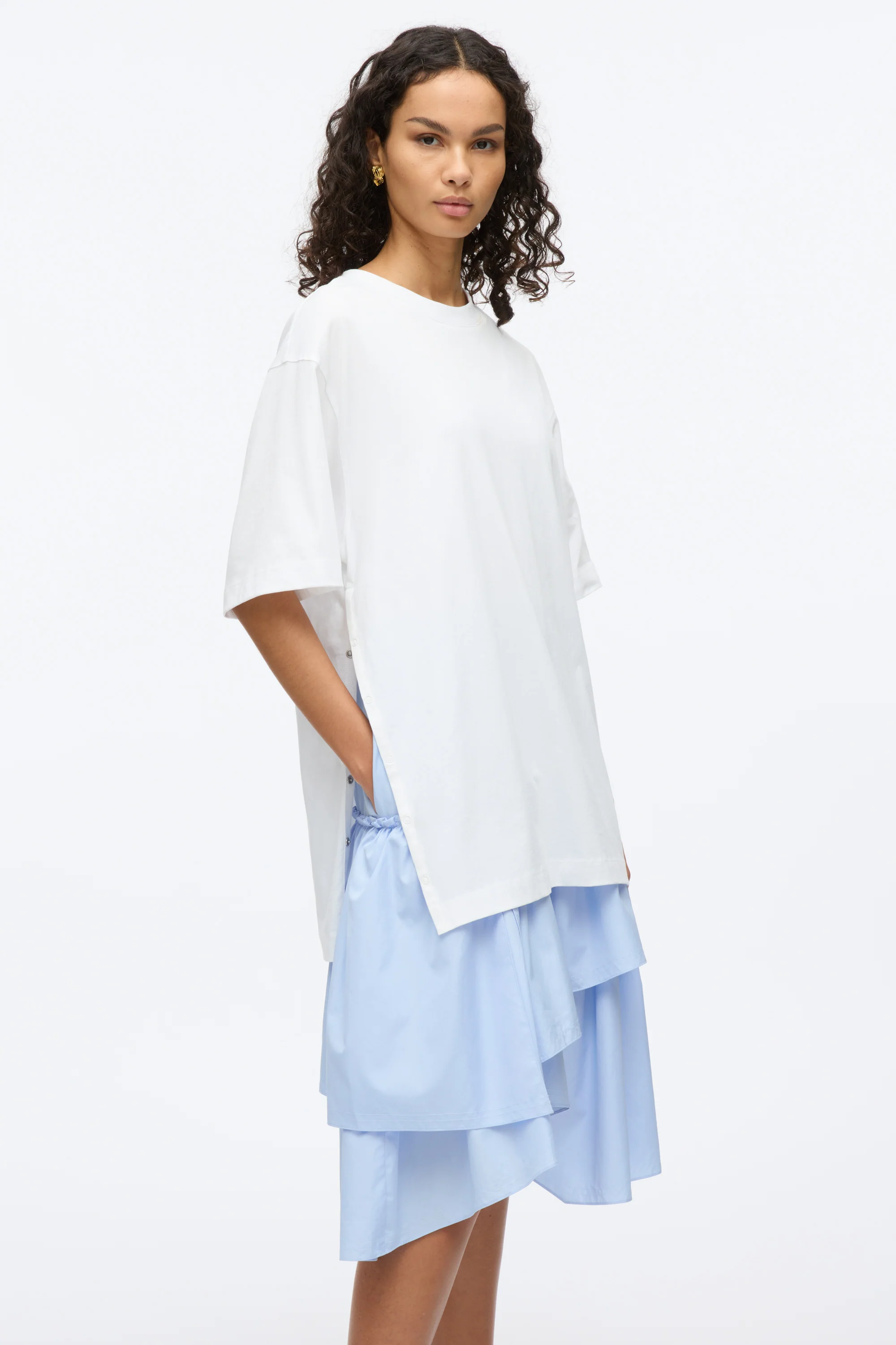 Oversize T-Shirt Combo Dress with Ruffled Skirt - Image 5