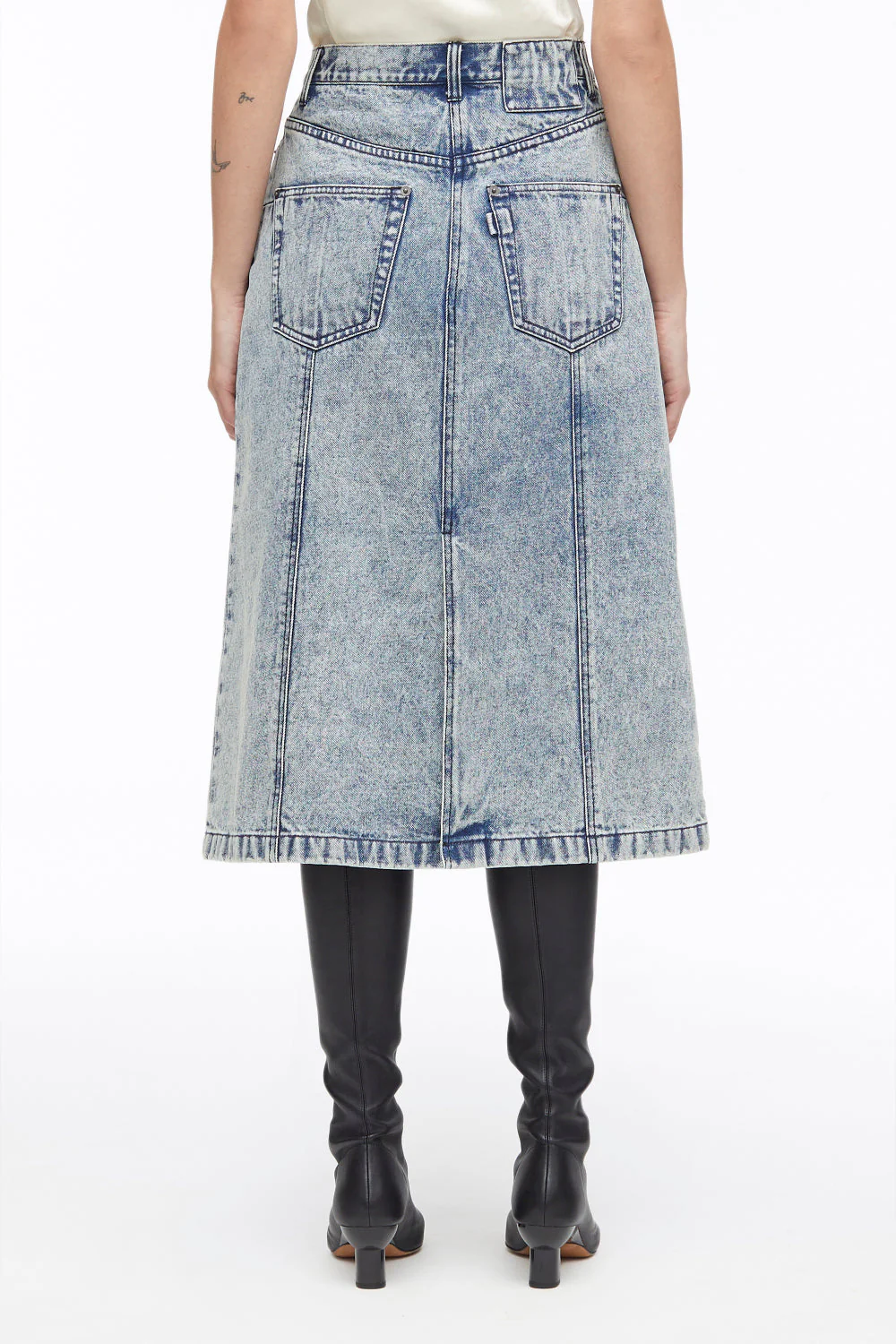 Overdyed Denim Pleated Skirt - Image 4
