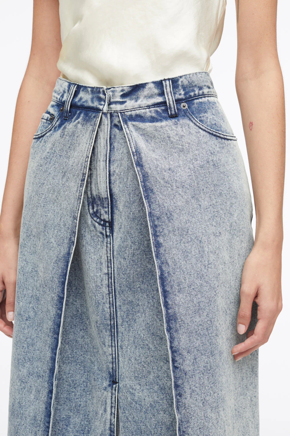 Overdyed Denim Pleated Skirt - Image 5