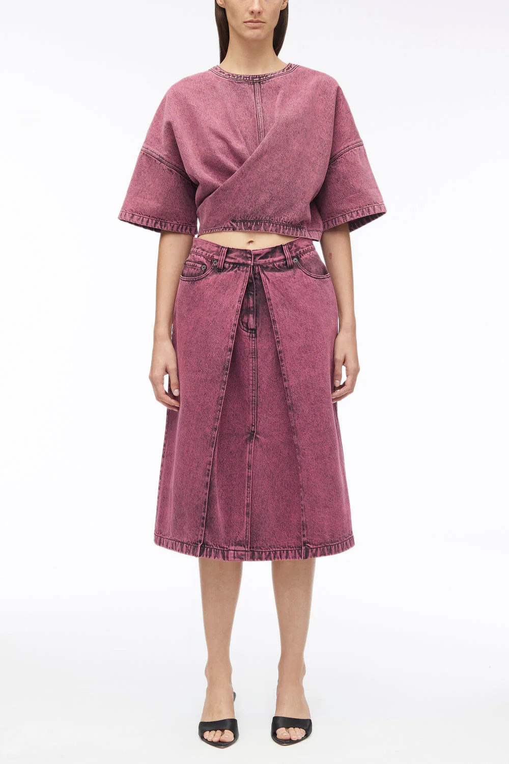Overdyed Denim Pleated Skirt - Image 6