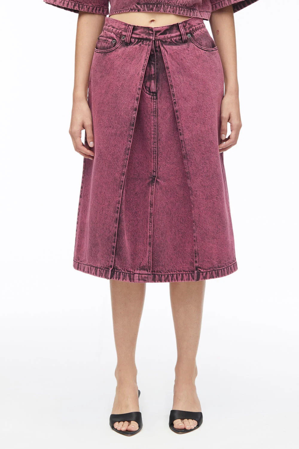 Overdyed Denim Pleated Skirt - Image 7