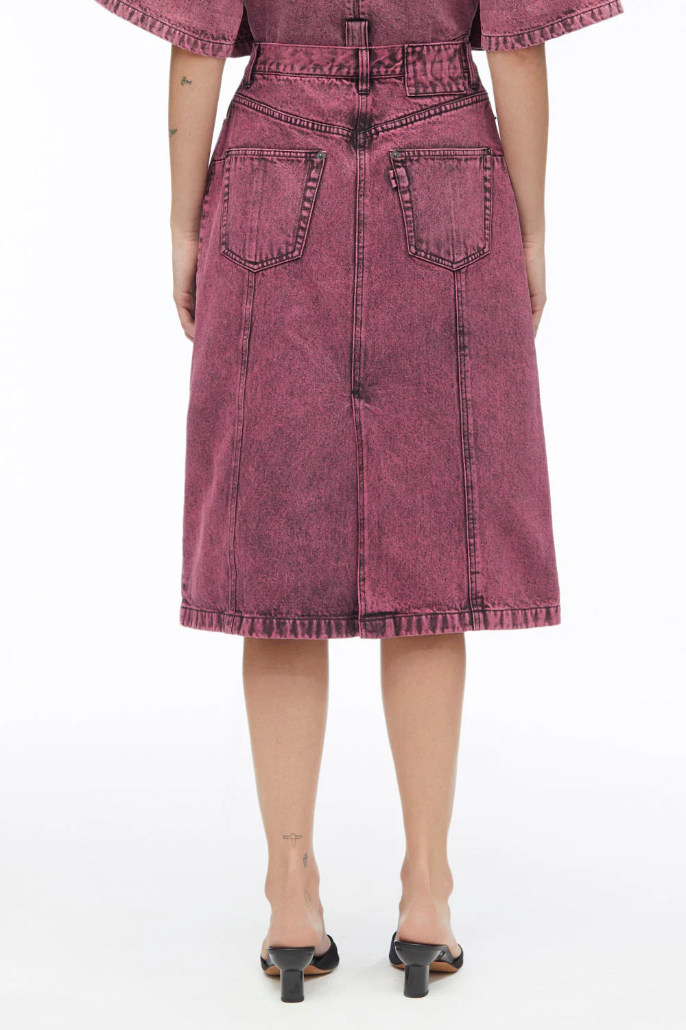 Overdyed Denim Pleated Skirt - Image 9
