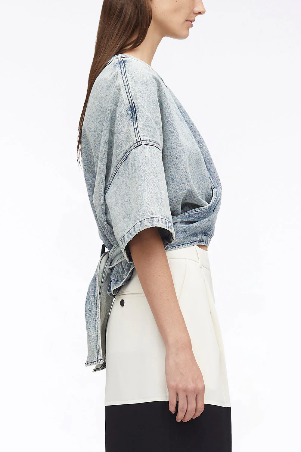Denim Twisted Tie-Back Top - Image 3