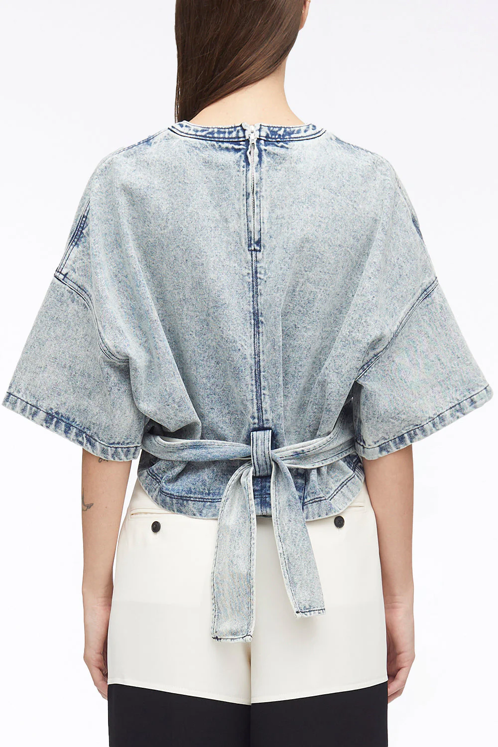 Denim Twisted Tie-Back Top - Image 4
