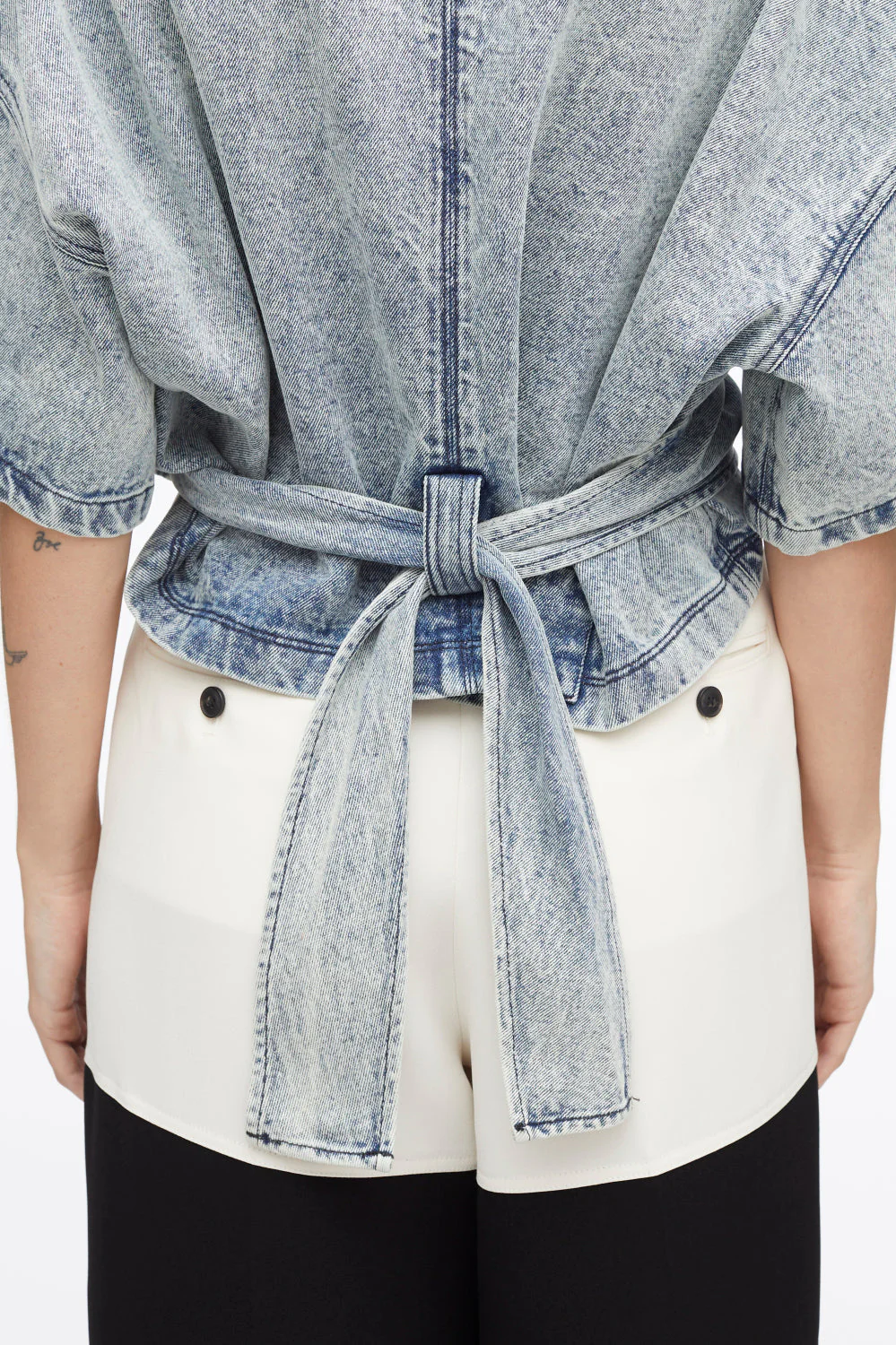 Denim Twisted Tie-Back Top - Image 5