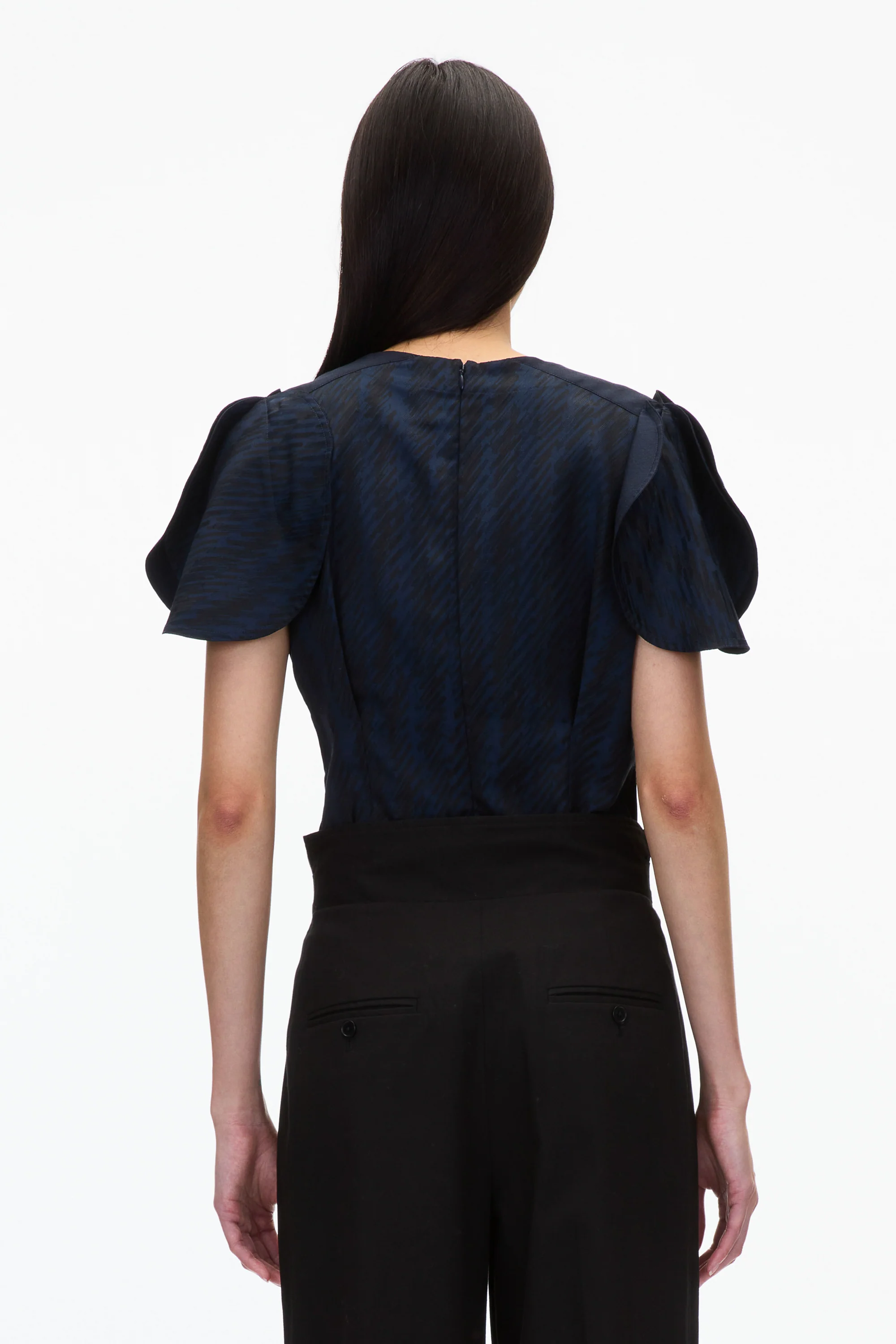 Jacquard Petal Sleeve Blouse - Image 3