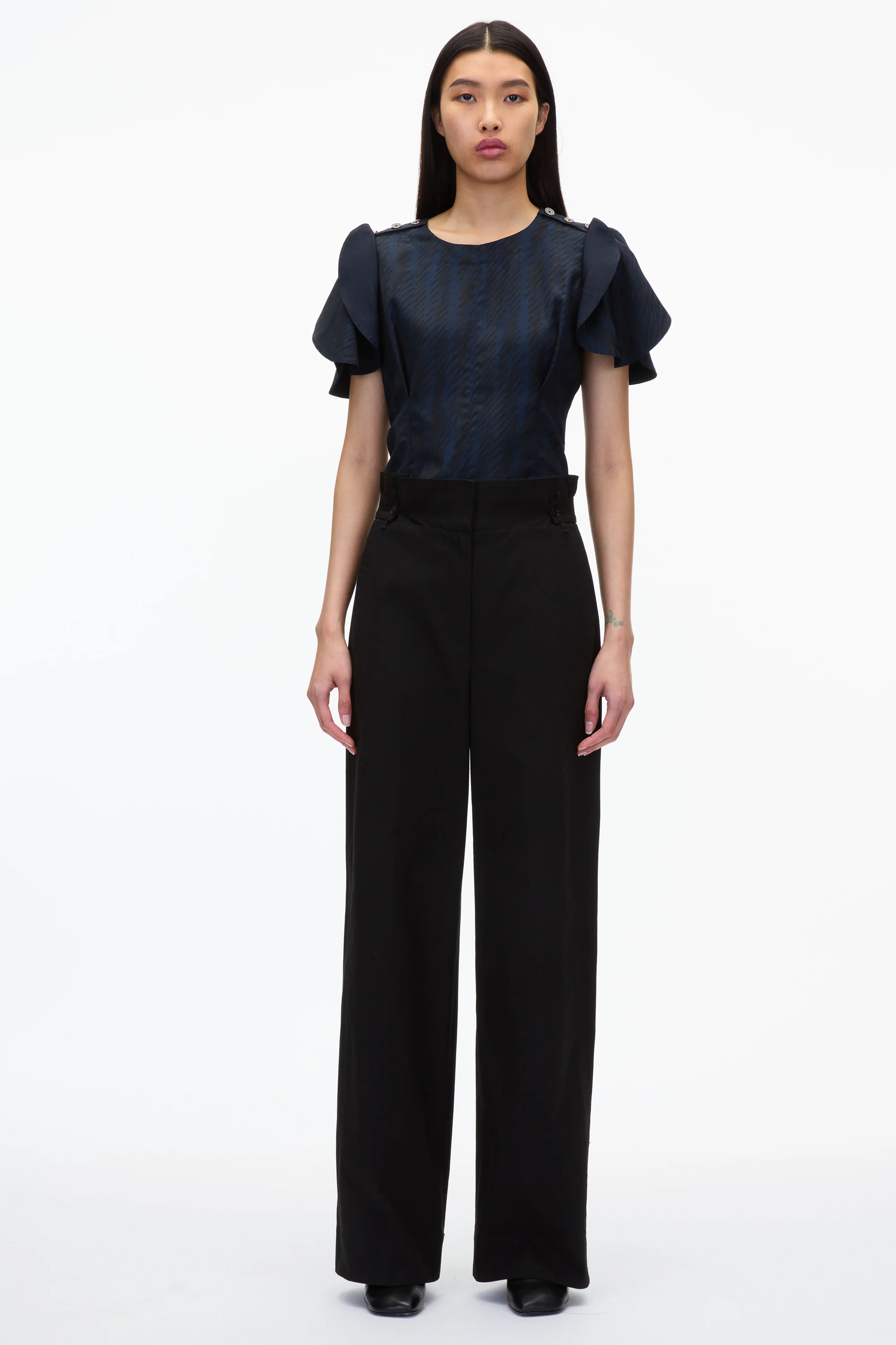Jacquard Petal Sleeve Blouse - Image 6