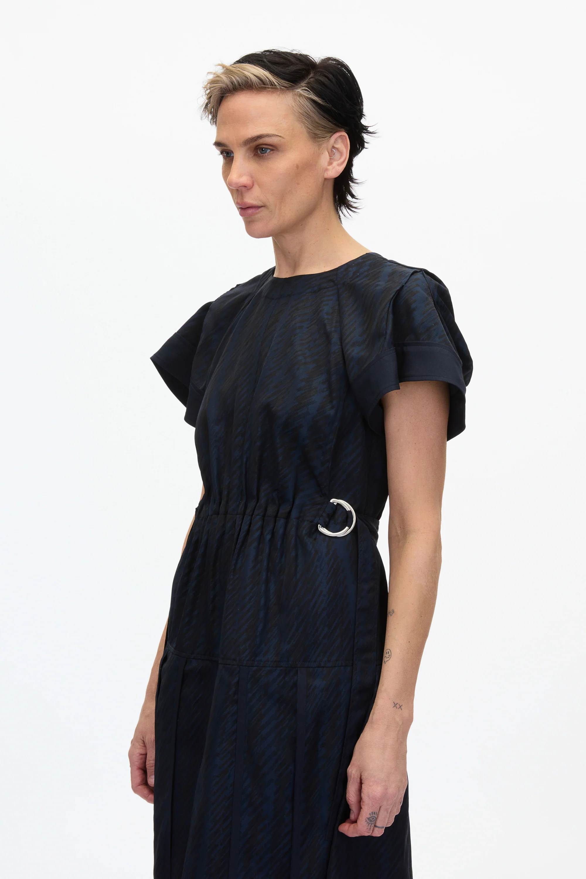 Jacquard Petal Sleeve Midi Dress - Image 4