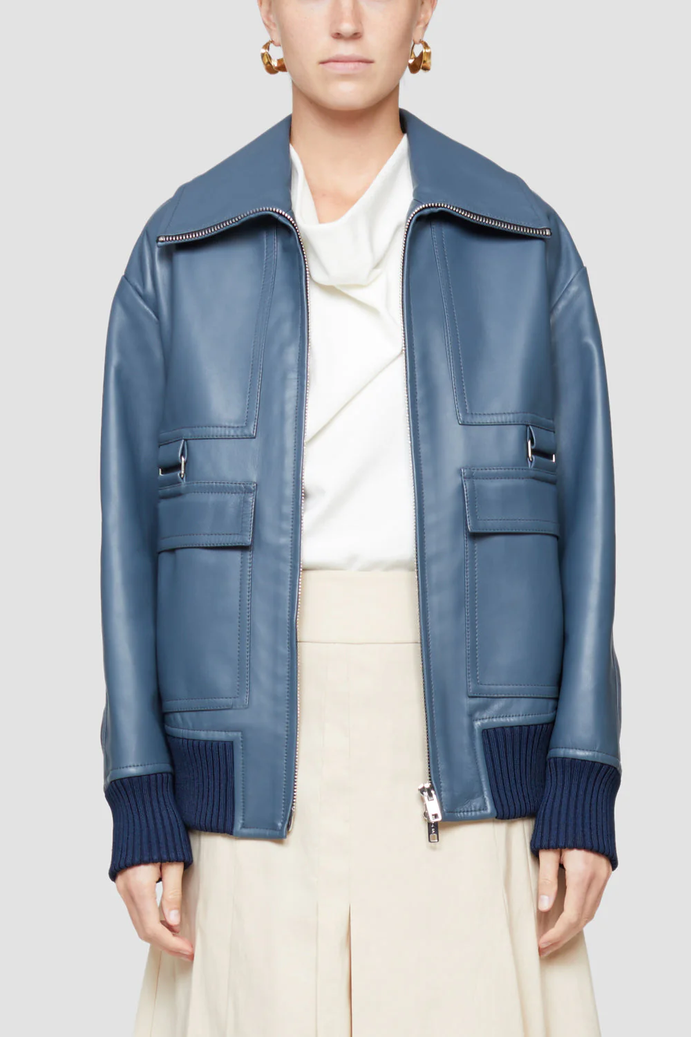 Oversized Leather Bomber - Image 3