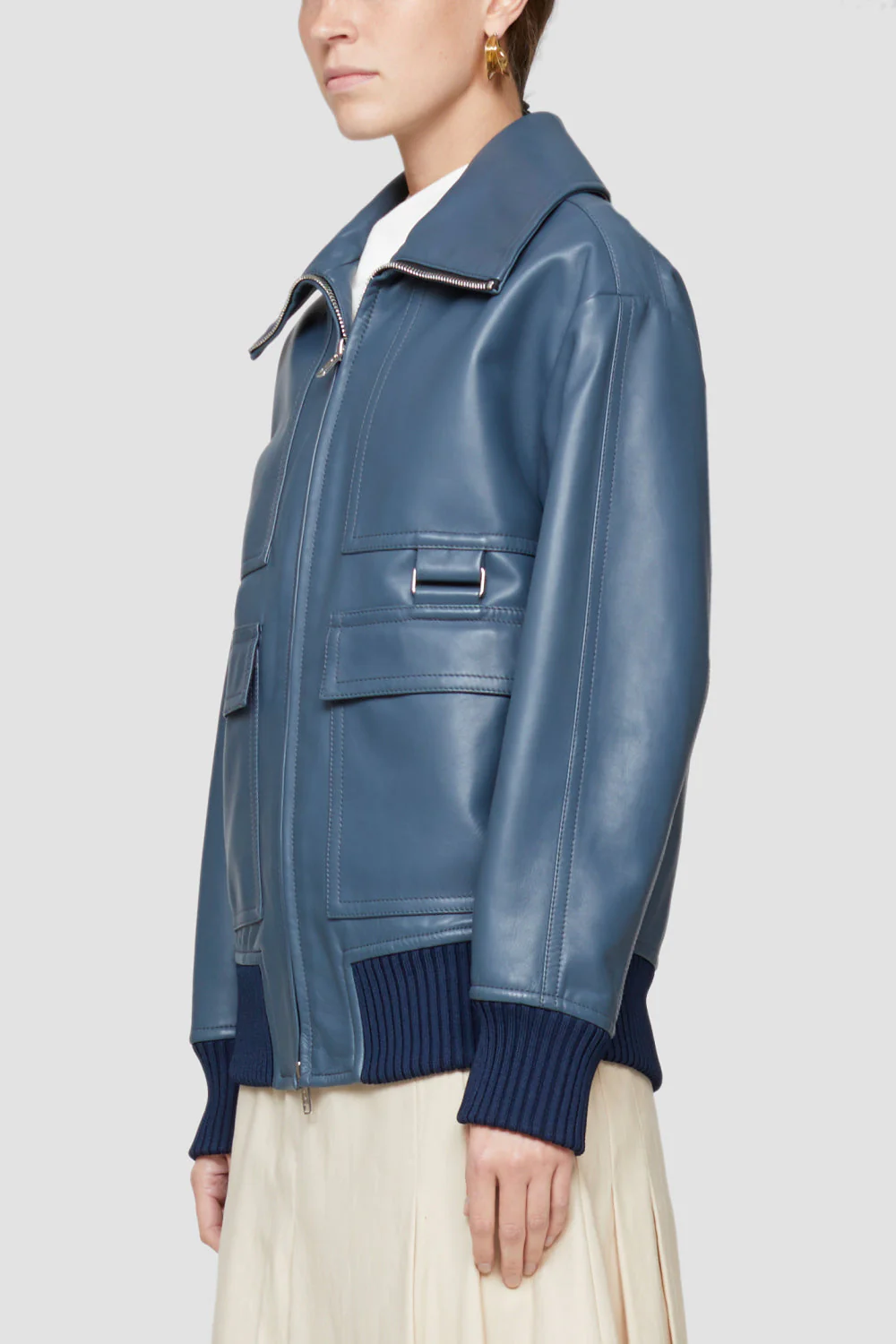 Oversized Leather Bomber - Image 4