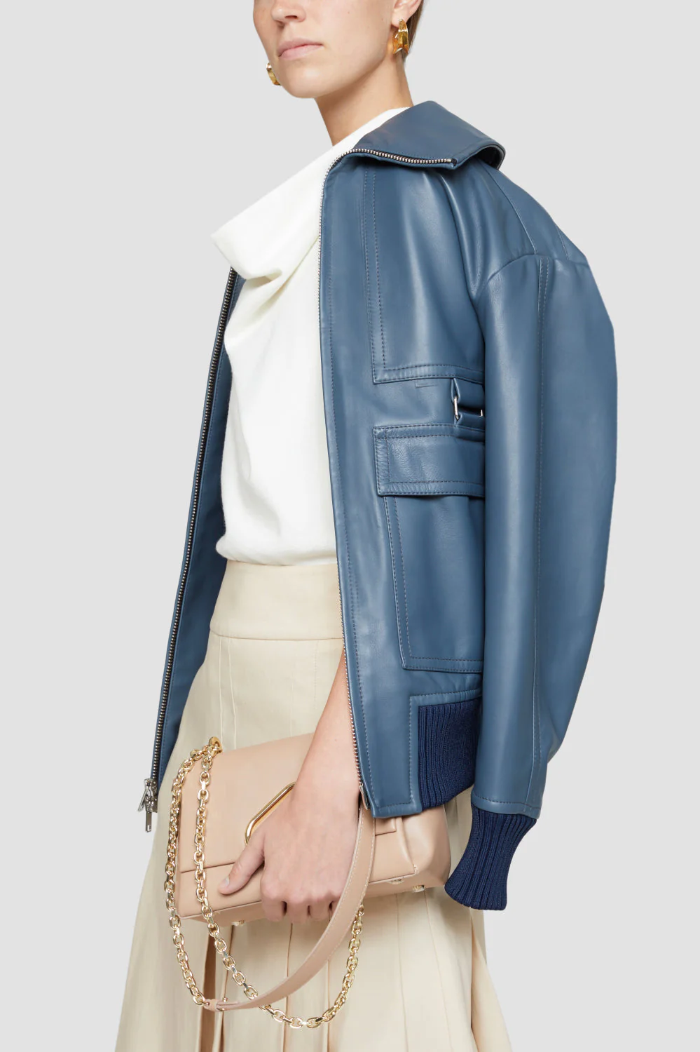 Oversized Leather Bomber - Image 7