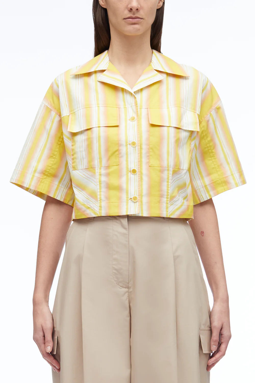 Painted Stripe Cropped Shirt - Image 11