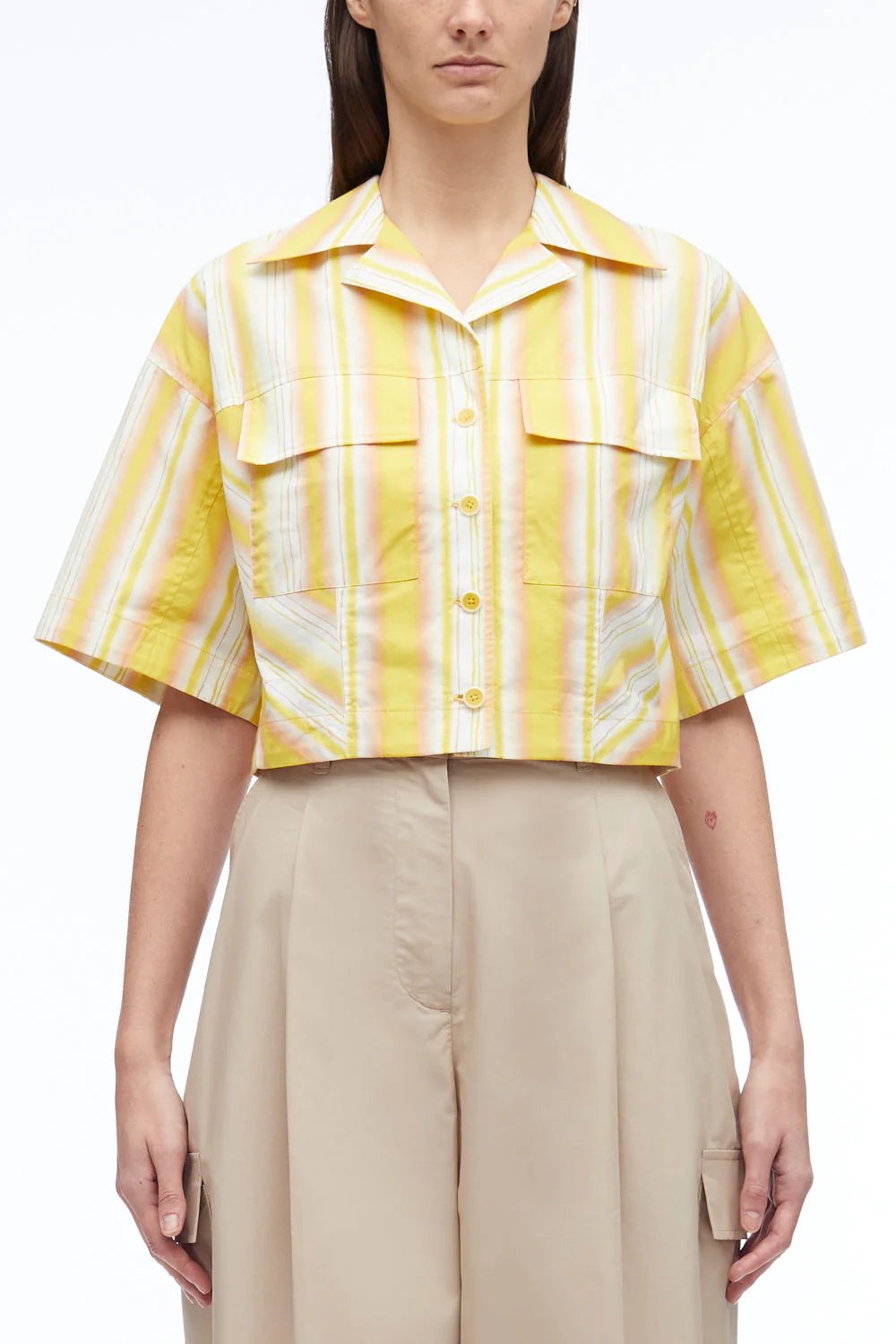 Painted Stripe Cropped Shirt - Image 2